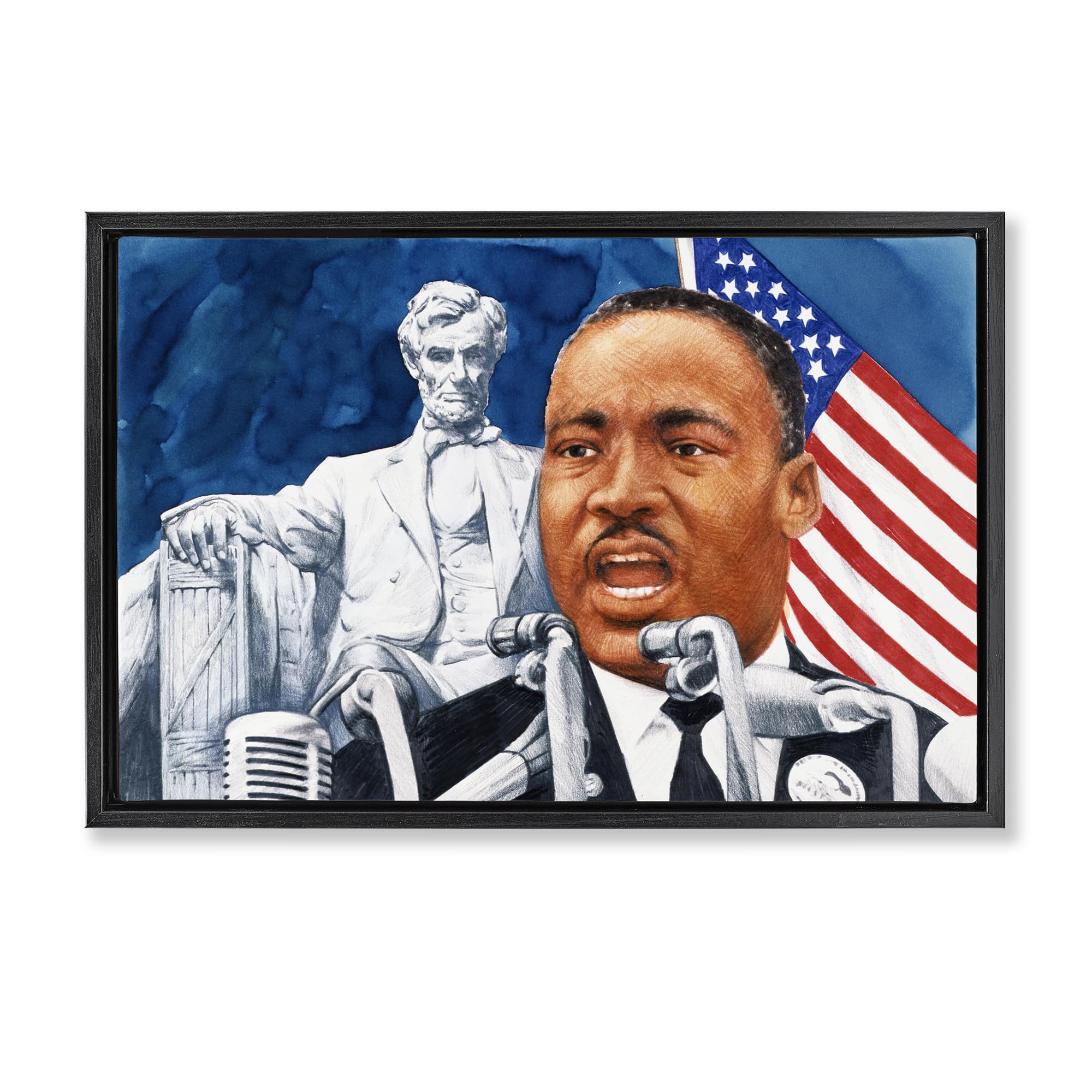 '1960s American Speech Portrait'| Floating Frame Canvas Art