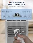 GarveeHome climatiseur portable de 8000 BTU - unité de climatisation 3-en-1 pour des pièces jusqu'à 350 pi² avec déshumidificateur et ventilateur, minuterie 24H, mode sommeil ultra-silencieux, télécommande et kit de fenêtre, noir et blanc