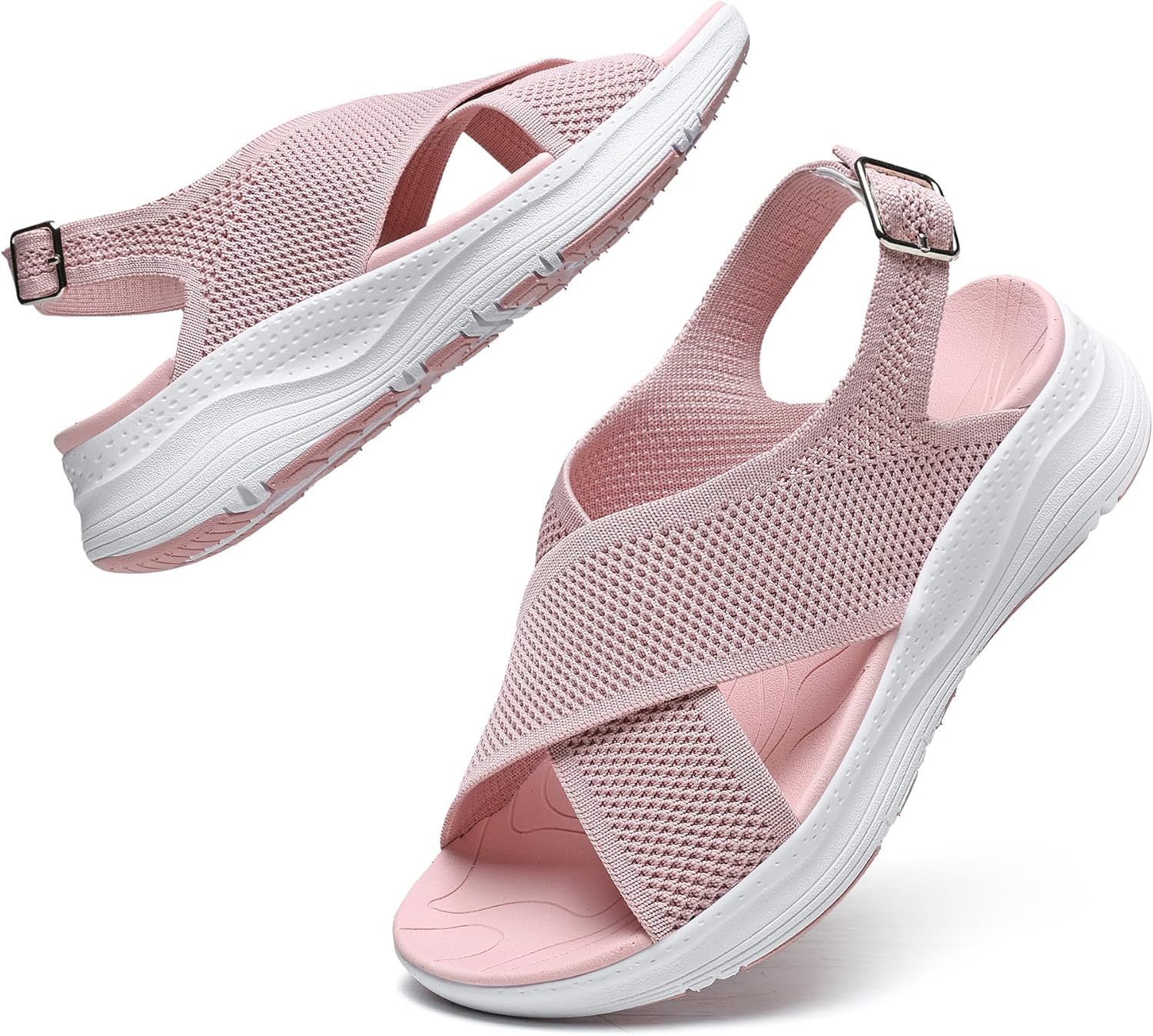 Womens Orthopedic Walking Sandals Thick Athletic Cushion Adjustable Strap Sandals with Comfortable Plantar Fasciitis Arch Support