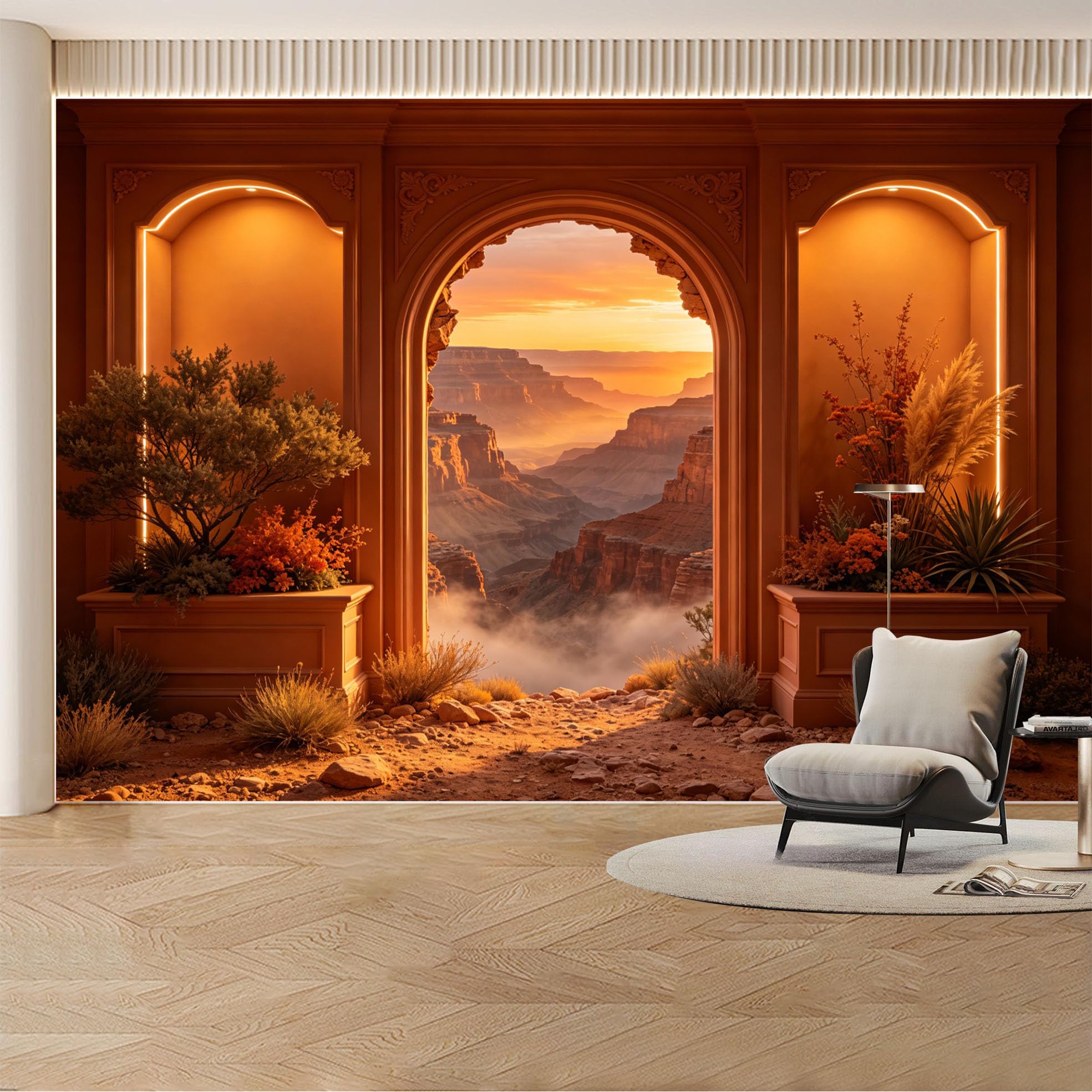 Custom Wall Mural Wallpaper Canyon Desert Landscape Nature Large Wall Art Mural Design Luxury Sunset Removable SelfAdhesive Large Photo for Living Room， Bedroom， Office