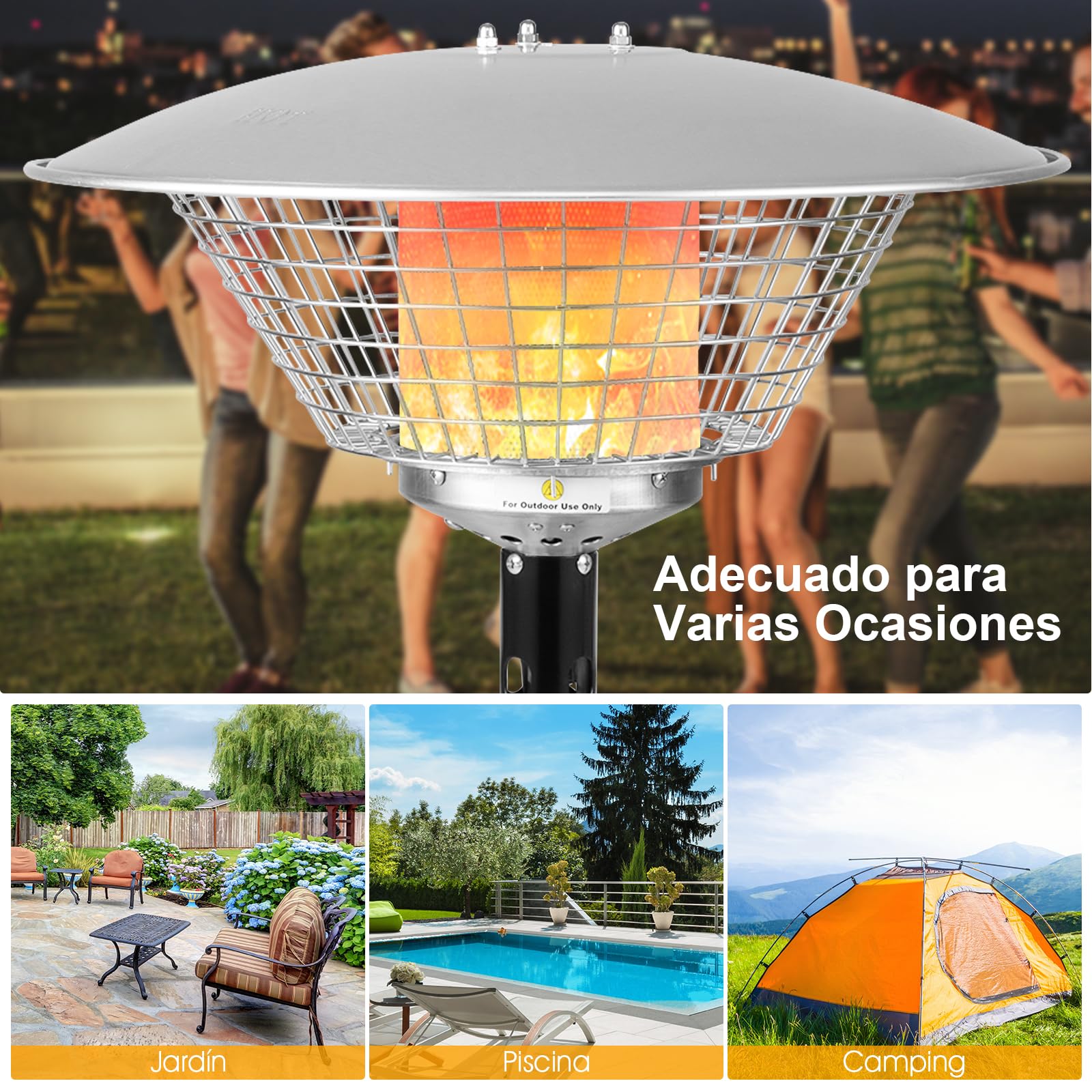COSTWAY Estufa Butano Exterior 4000w, Calentador Portátil de Mesa para Patio,Regulador de Presión de Gas y Tubería de gas,Estufa de Gas Butano y Propano (Negro)