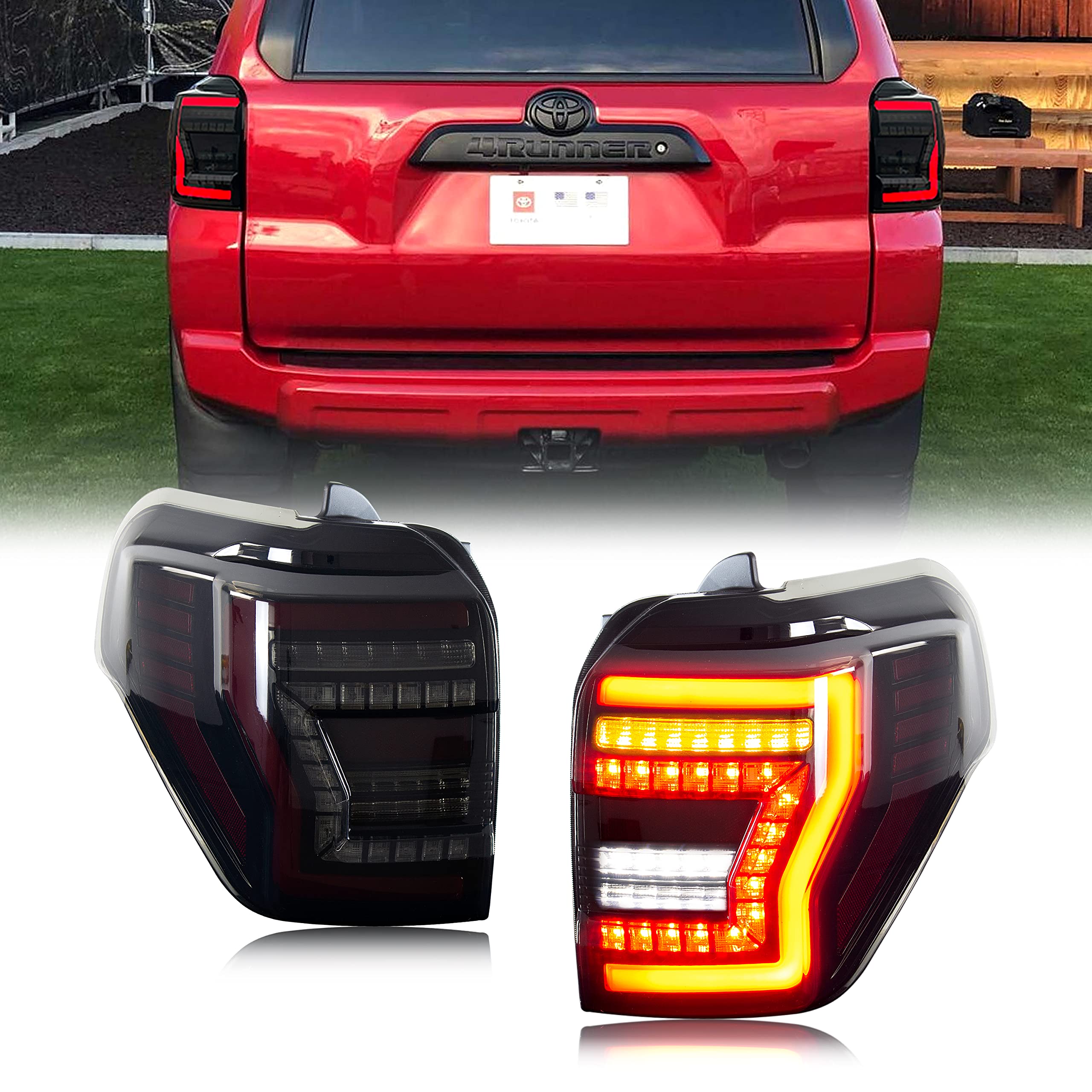 Photo 1 of inginuity time LED Tail Lights for Toyota 4Runner 2010-2021 SR5 TRD Off Road Lmited Start-up Animation Sequential Indicator Rear Lamps Smoked Assembly Replacement Accessary V1 Black
