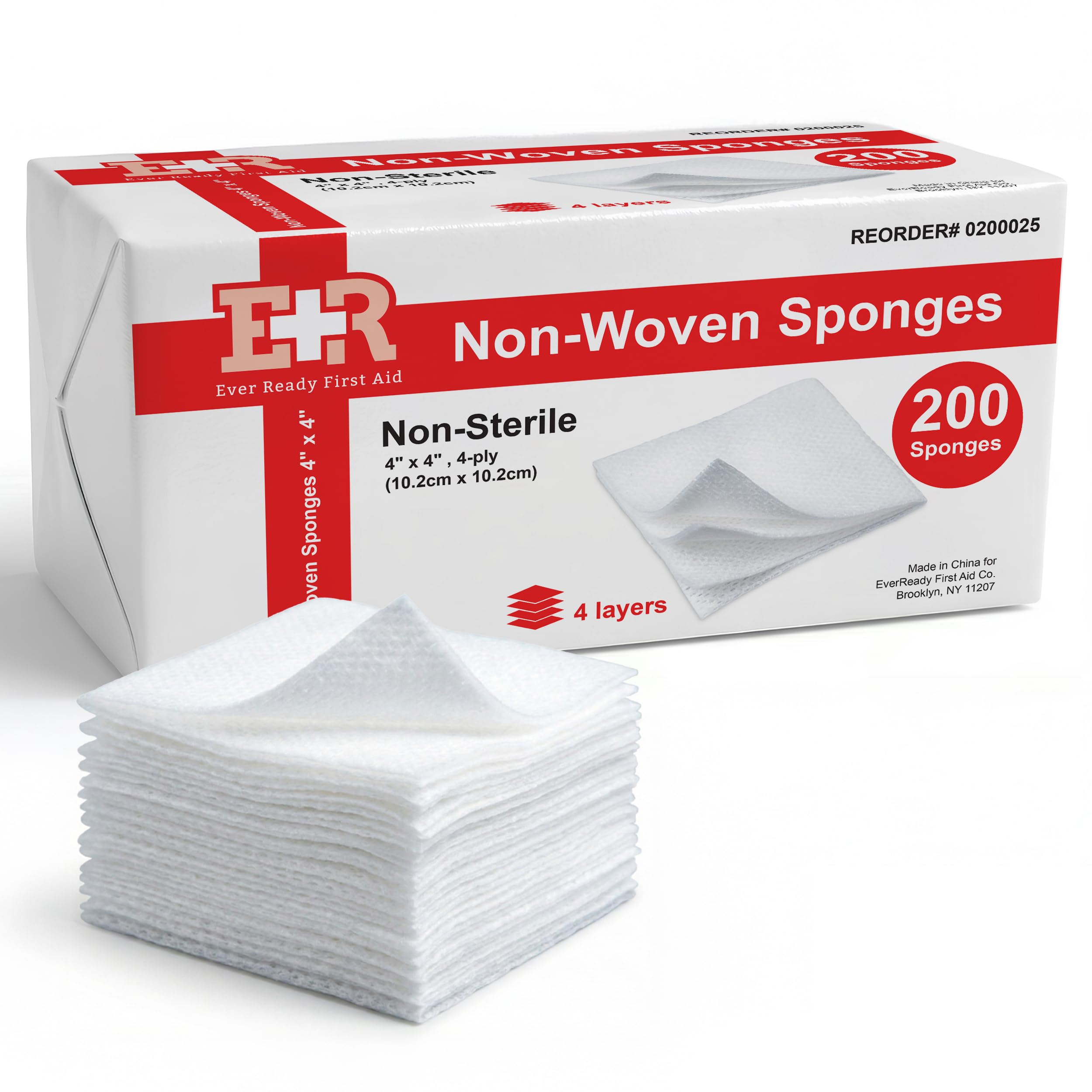 Ever Ready First Aid Non-Woven Sponges, Wound Care, Skin Care, 4" x 4", 4 Ply - 800 Count — Amazon image 9