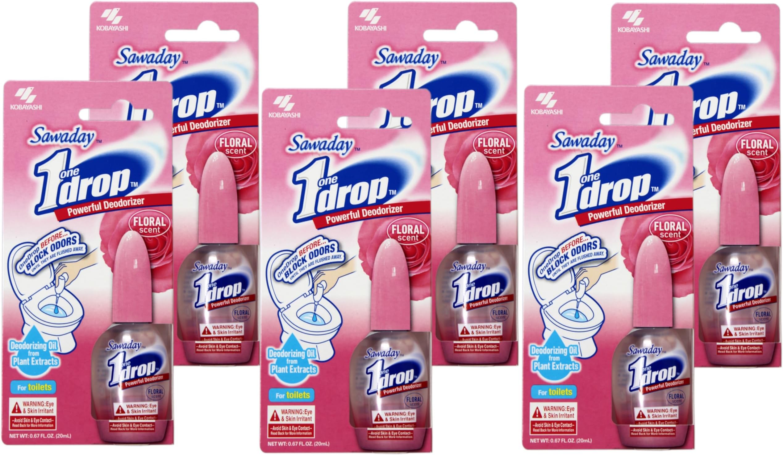 One-Drop Powerful Deodorizer, Floral Scent 0.67 Ounce 6 Pack