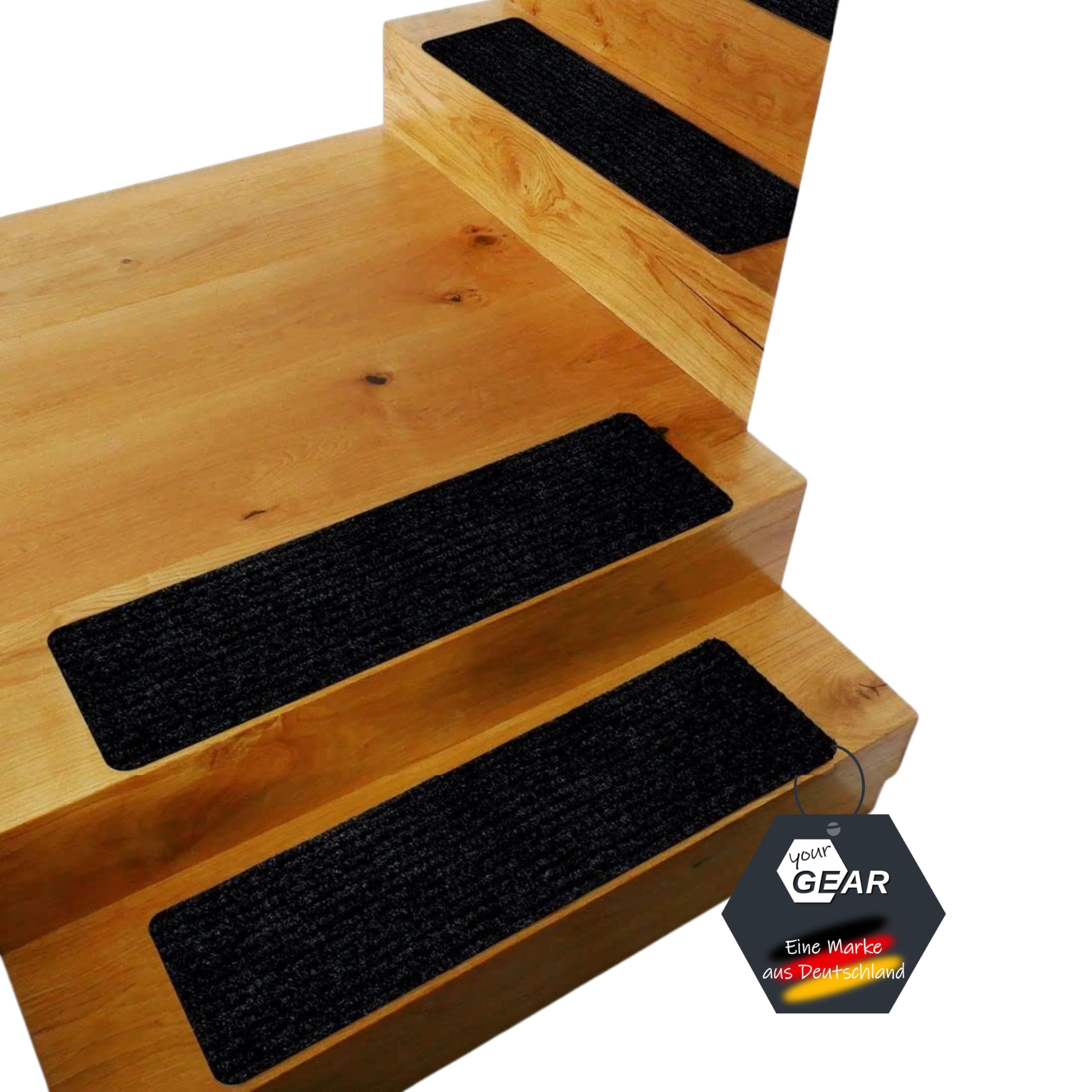 your GEAR Stufenmatten selbsthaftend 76x20 cm – 15 Stück Hellgrau – rutschfeste Treppenstufen Matten waschbar – Antirutsch Treppenteppich zuschneidbar – Treppenschutz innen modern