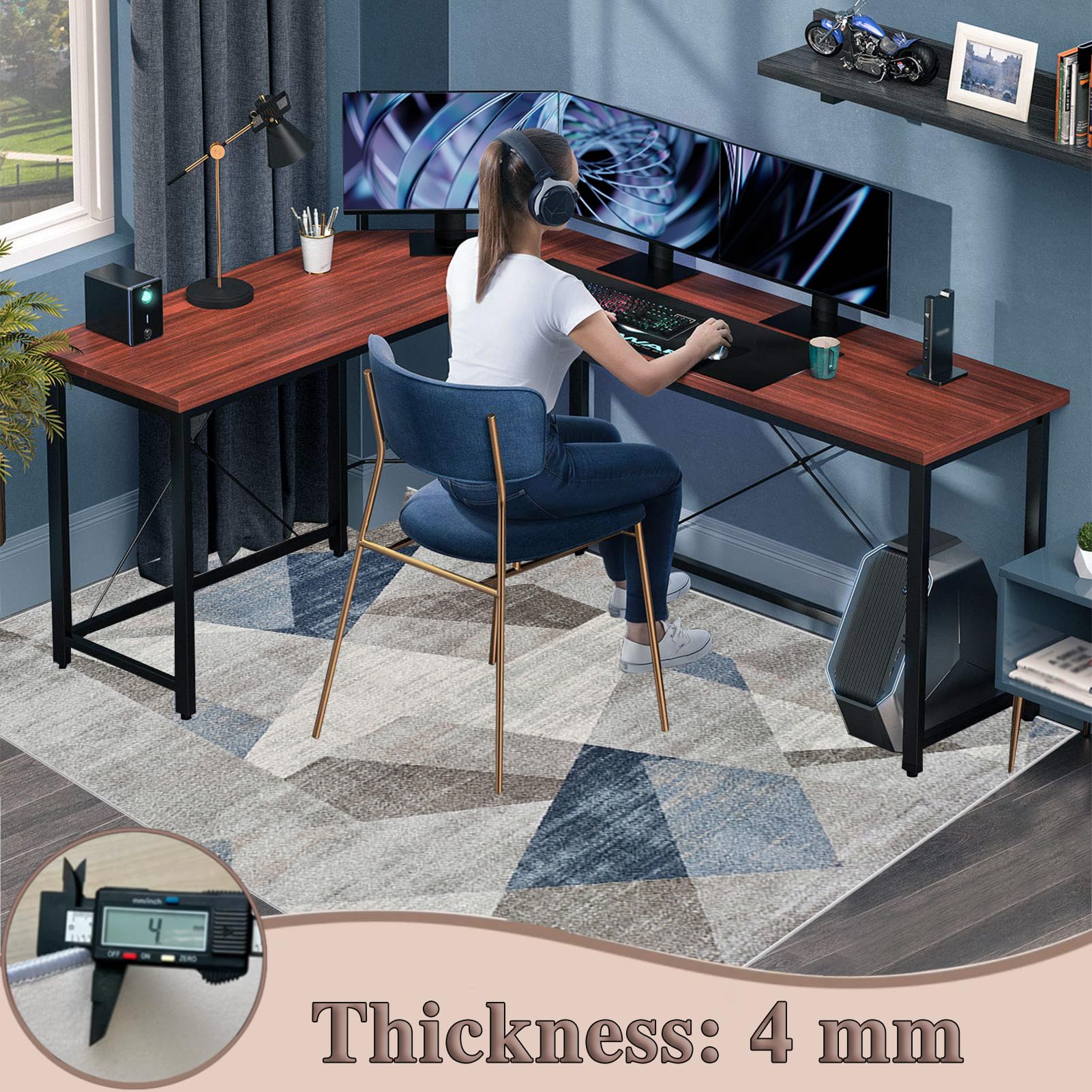 Tapete protector de suelo de madera dura para silla de oficina para alfombras y azulejos, tapete para silla de juegos, fácil de limpiar, tapete debajo del escritorio, protector de suelo, 70 x 100 cm