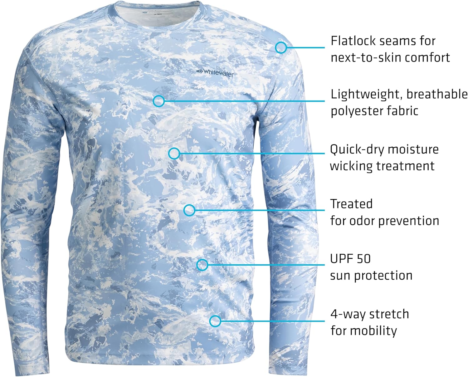Whitewater Fishing Lightweight Long Sleeve Tech Shirt with UPF Protection - Image 3