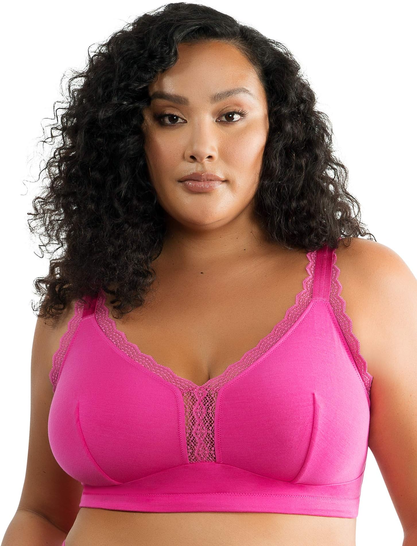 – Dalis Women's Full Figure Sleep Bra Wire Free Bralette Style P5641-Bright Pink-30DD