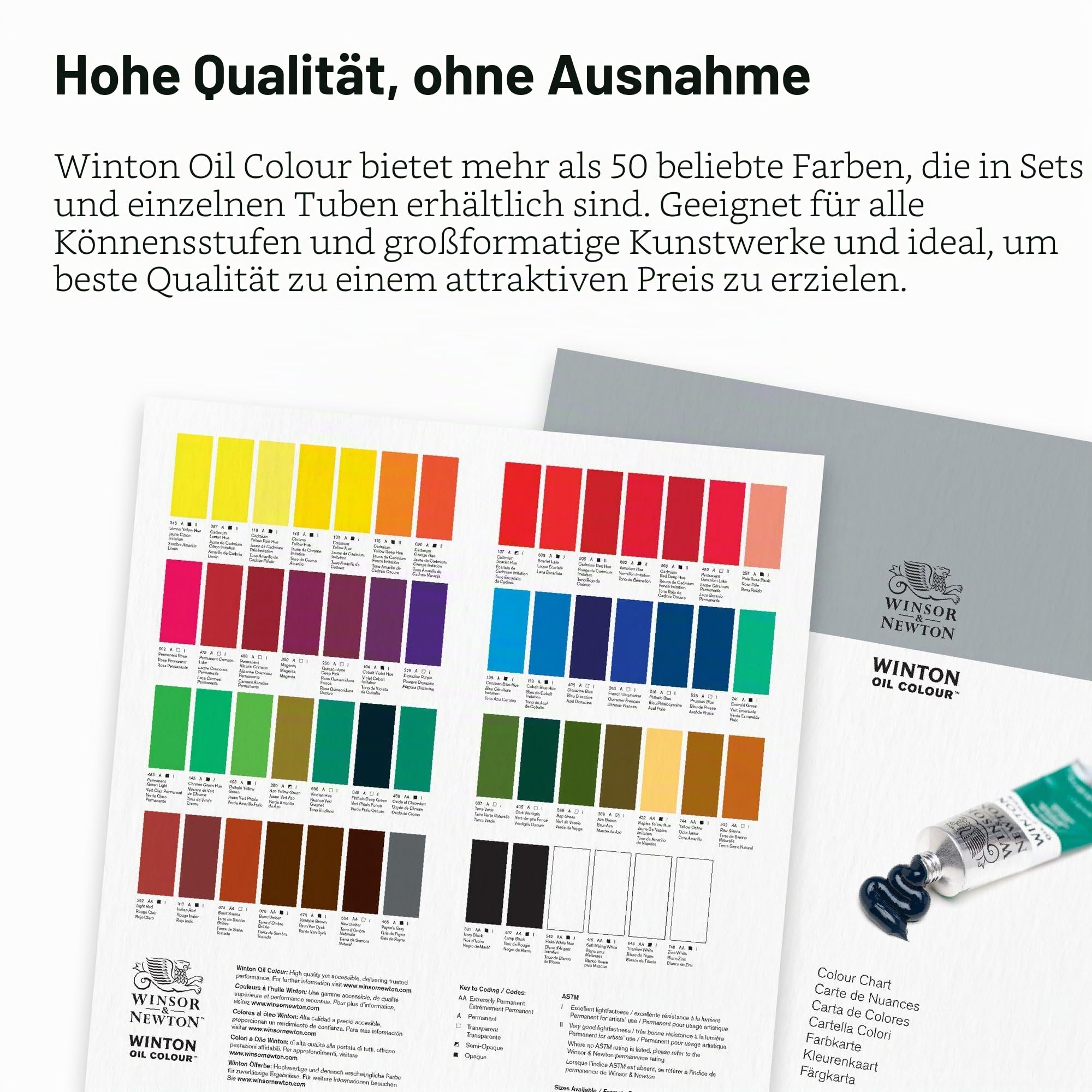 Winsor & Newton 1490618 Winton, feine hochwertige Ölfarbe mit gleichmäßiger Konsitenz, hohe Deckkraft & Pigmentrecht - Ölfarbenset 10 Farben in 21ml Tuben