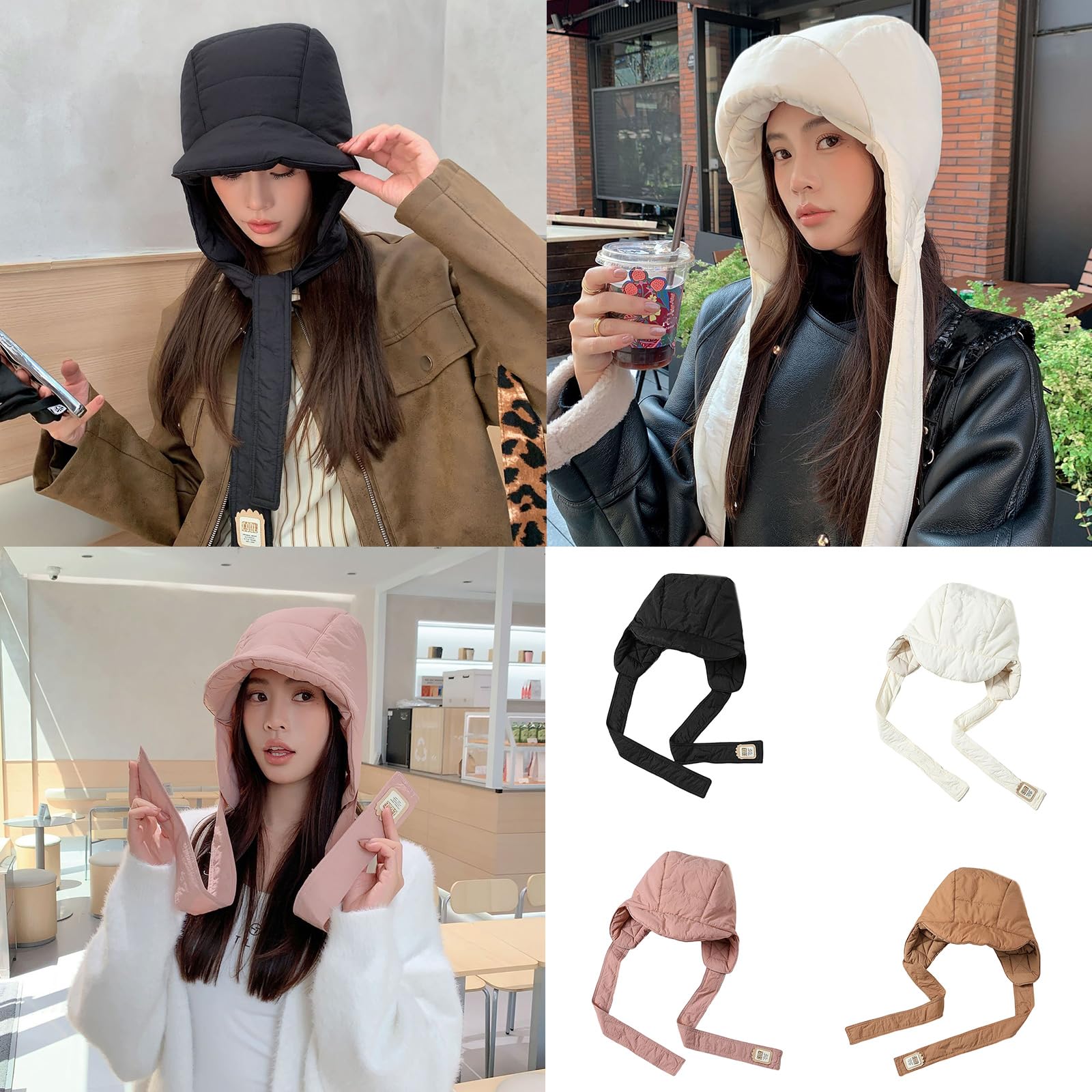 GRABAGECAN Unisex Winter Earflap Hat Fashionable Trapper Hat Ear Protecting Comfortable Hat for Outdoor Activity White