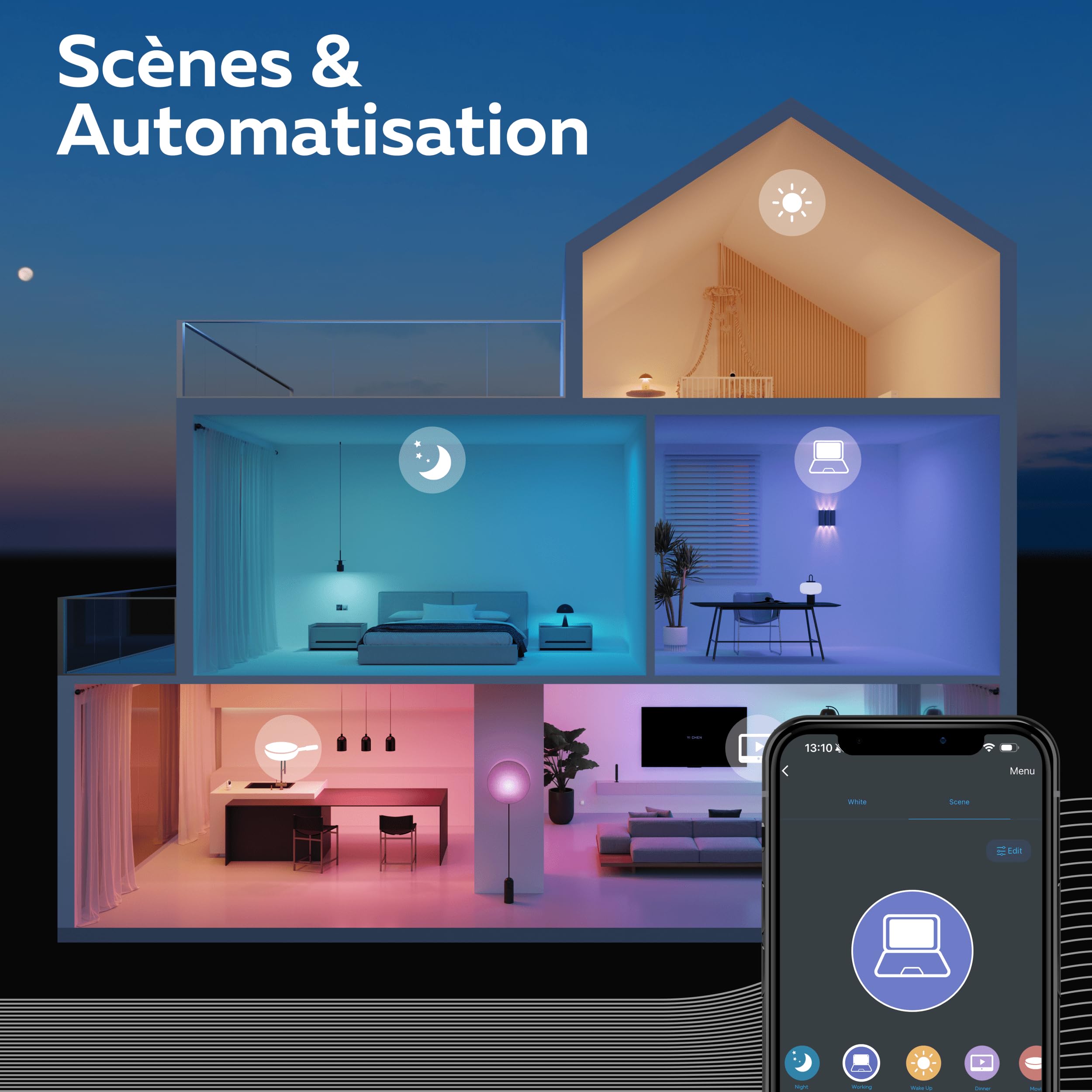 CALEX Lampadina LED Smart, E27, ST64, Filamento Titanium, luce calda, Dimmerabile, controllo app Wi-Fi & vocale, Confezione da 3 | Vetro tinto color titanio con filamento visibile, con controllo vocale tramite Alexa o Google Home