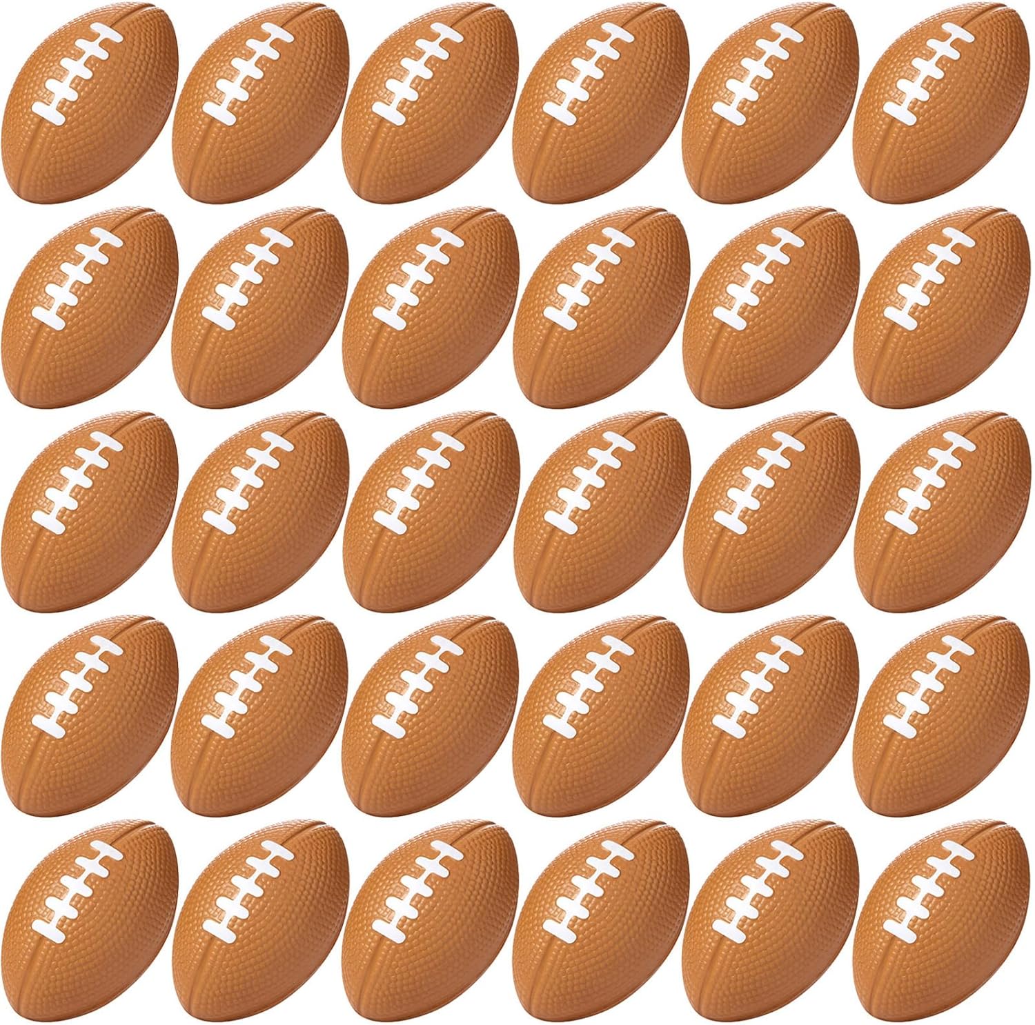 Blulu 30 Pack Mini Foam Football Stress Balls 2.17" Bulk - Realistic Brown Toys for Kids Parties, School Favors, Stress Relief & Homecoming Games