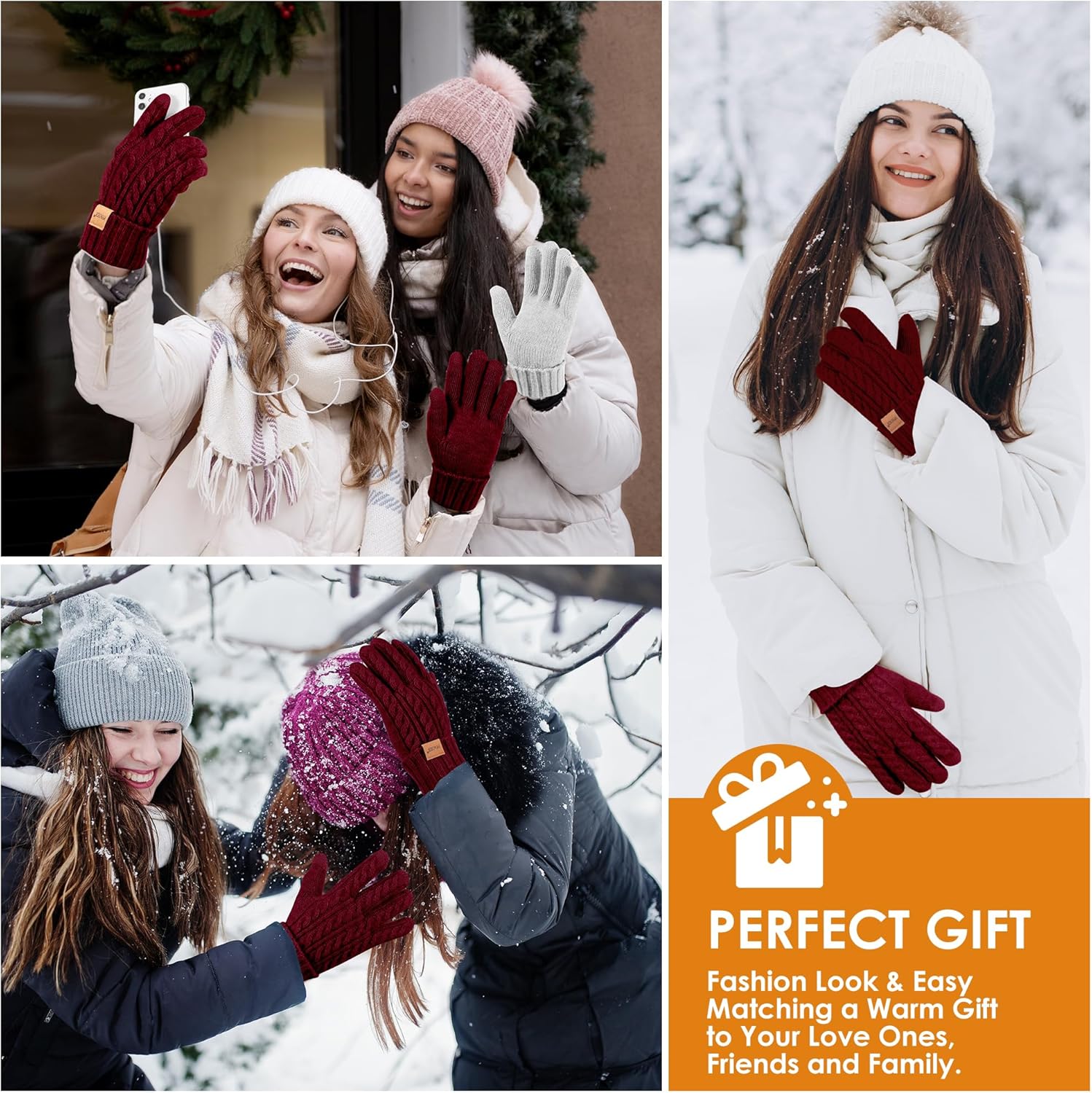 Winter Gloves for Women, Womens Gloves Cold Weather Thermal Warm Fleece Lined, Touchscreen Gloves for Christmas Gifts - Image 7