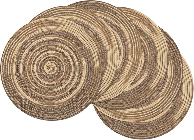 SHACOS Round Placemats Ivory Bordered