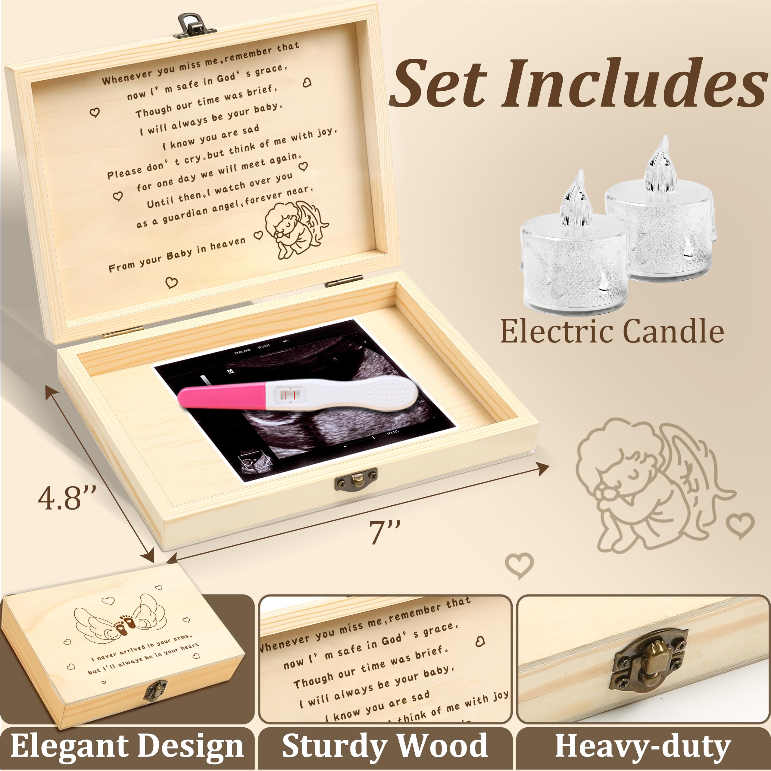 Regalos de aborto espontáneo para madres, caja conmemorativa de aborto espontáneo con vela, regalo conmemorativo de bebé de ángel, regalos conmemorativos de condolencias para padres, caja de recuerdo