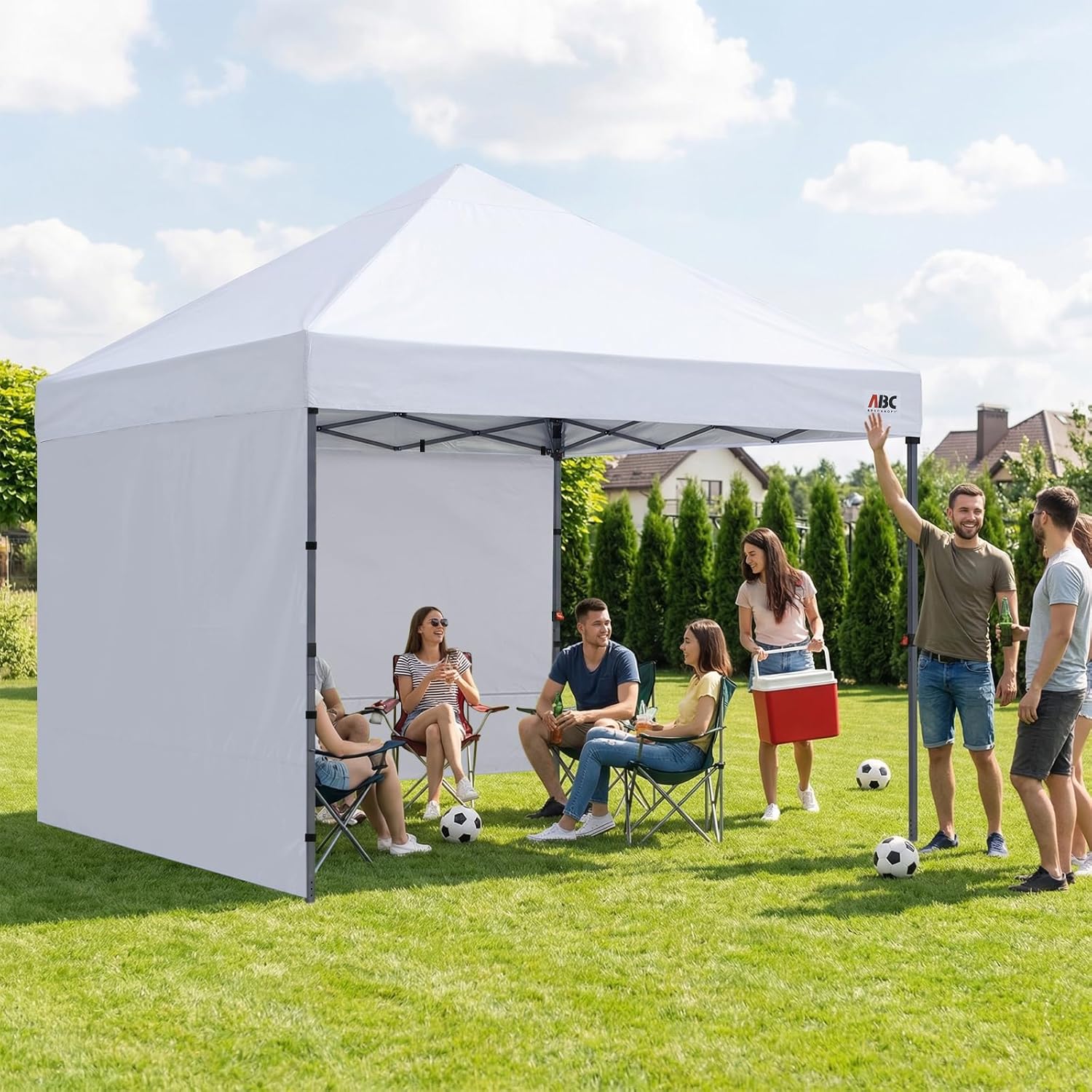 ABCCANOPY Easy Pop up Canopy Tent with 2 Sidewalls for Outdoor Sun Blocking or Rain Protection,10x10, White