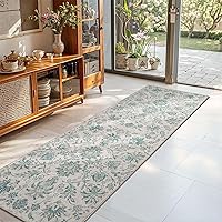 Vista 44 de jinchan Tapete de pasillo o cocina lavable, de época, reverso de hule antideslizante, ultradelgado, floral, para dormitorio, baño, lavandería y sala
