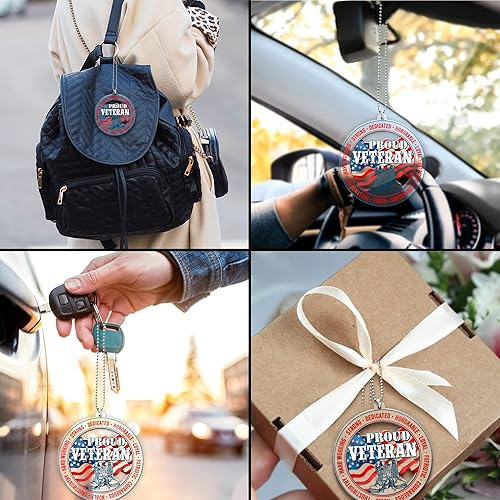Miniatura 4 de Abalorio de coche de veterano orgulloso para accesorios de espejo retrovisor, regalos para veterano en el Día de la Independencia conmemorativa,