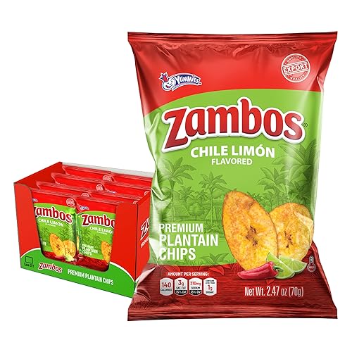 Zambos Chips de plátano Chile Limon, 2.47 onzas (paquete de 8)
