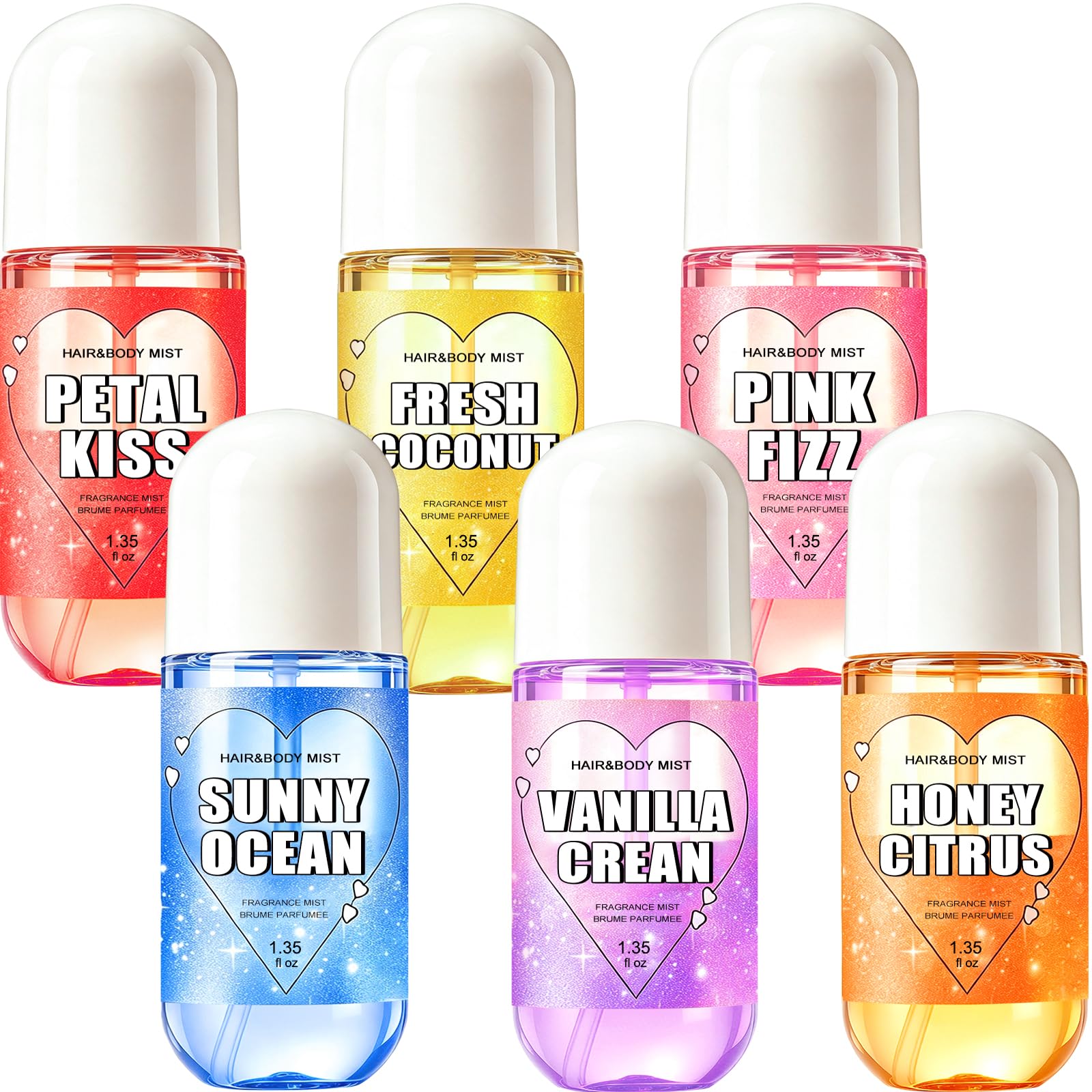 6 Pack Body Spray for Women, 8.1 Oz Hair Fragrance Mist