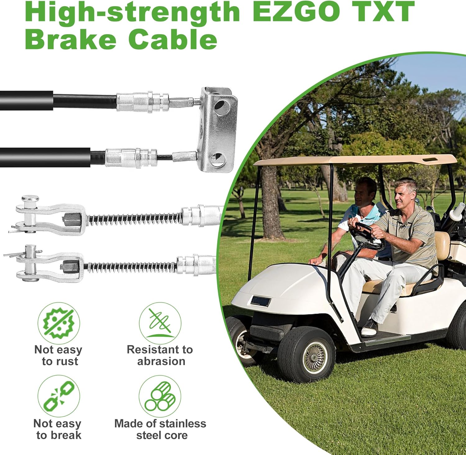 10L0L Brake Cable Set Passenger and Driver Side Fits EZGO (94+) TXT or Medalist Golf Cart Replaces 70969-G03