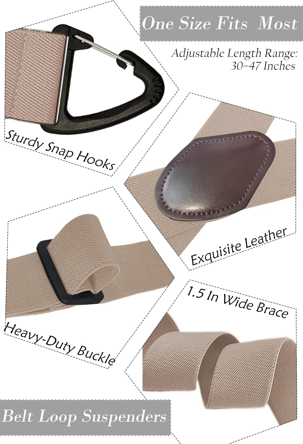 X-Type 1.5-Inch Wide Suspenders for Men With 4 Hooks