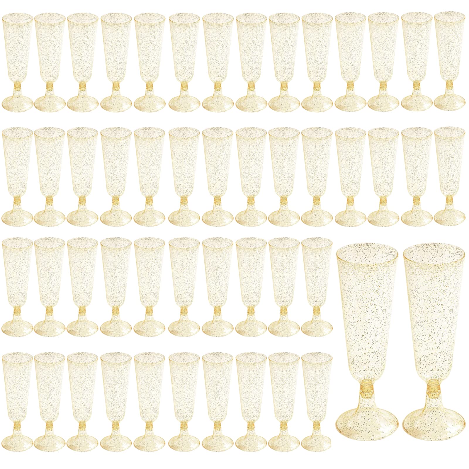 Flûtes à champagne en plastique lot de 50 verres réutilisables dorés CYH
