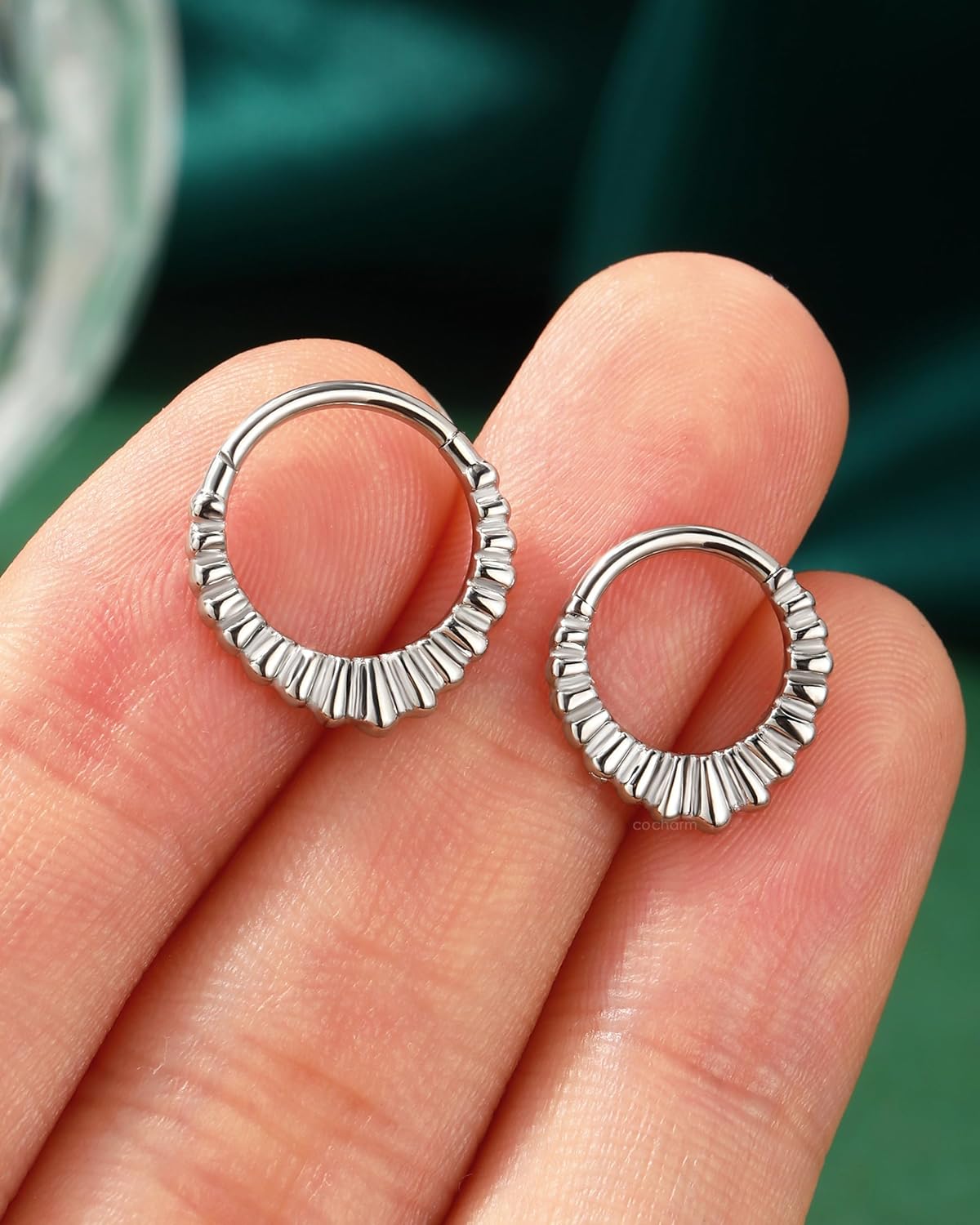 COCHARM V-Shaped Striped Septum Rings,16G Septum Jewelry, Surgical Steel Helix Daith Earrings for Women, Helix Daith Piercing Jewelry - Image 6