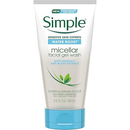 Simple Water Boost Micellar Facial Gel Wash for Sensitive Skin, 5 Ounce (Pack of 3)
