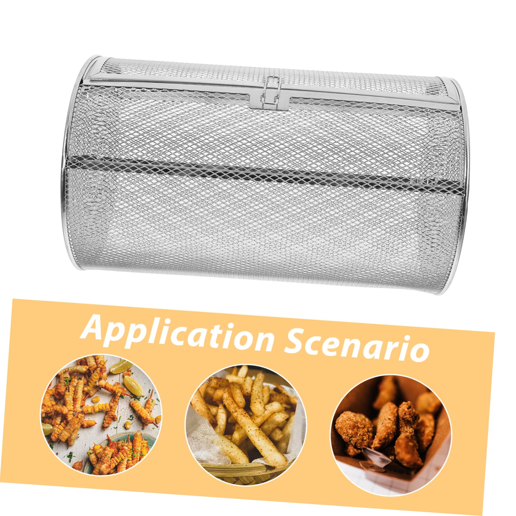Cesto Girarrosto in Acciaio Inox, Rotazione 360° per Castagne e Mandorle