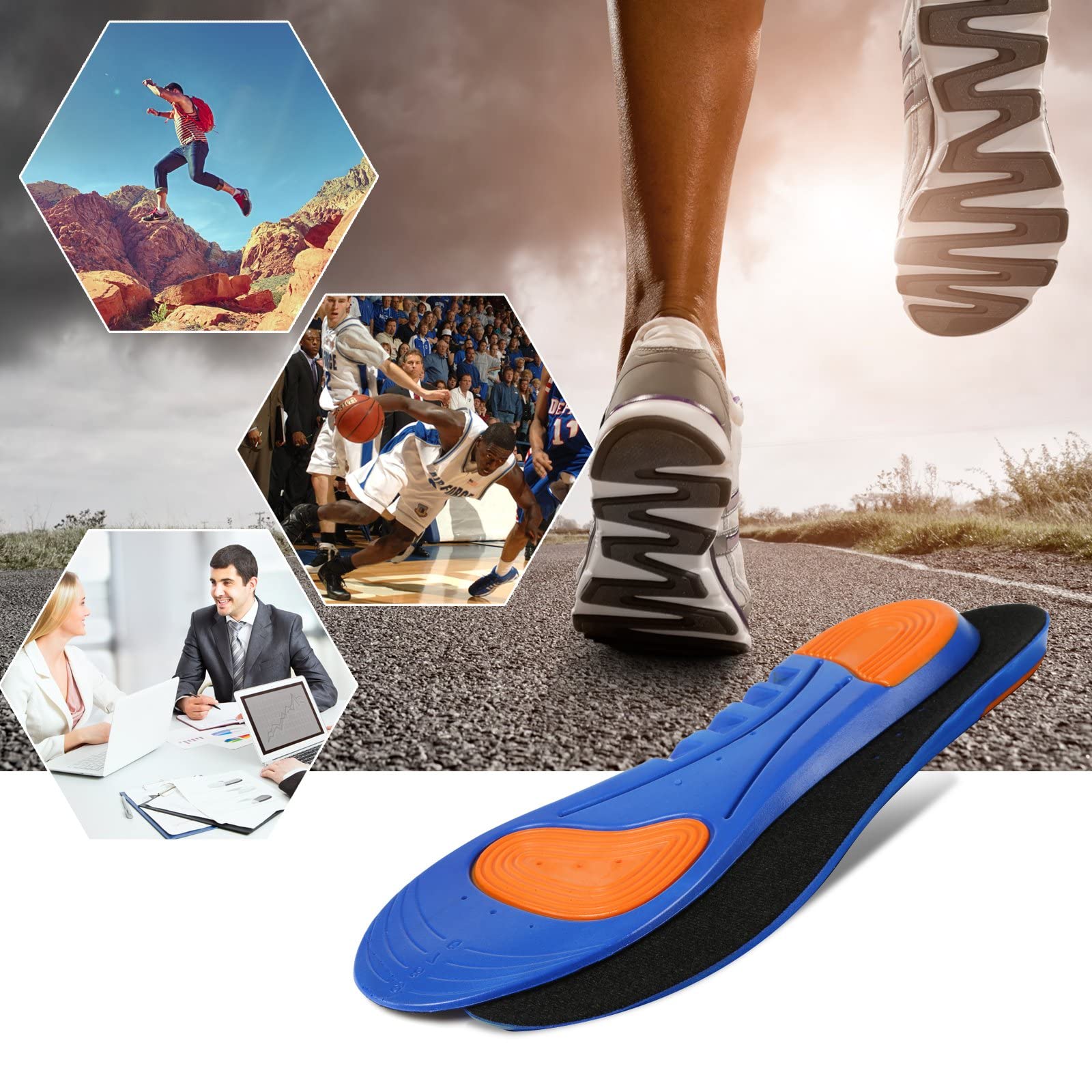 LIHAO Wkładki unisex sportowe podparcie łuku wkładki poduszka cięta linia rozmiarów
