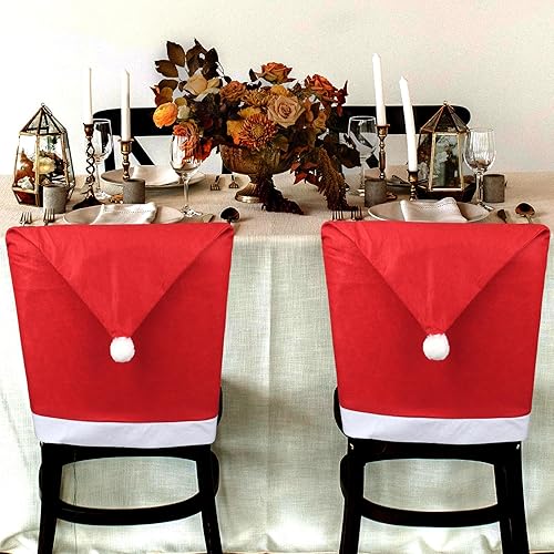 Miniatura 6 de 4 fundas de silla de Navidad, cubierta trasera de silla roja, cubierta de sombrero de Papá Noel para decoración de Navidad, comedor, vacaciones