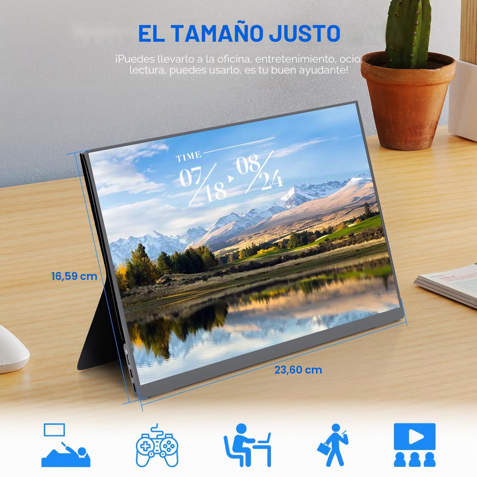Monitor portátil de 10.5 pulgadas, 60 Hz, 1920 x 1200 FHD IPS con USB-C Mini HDMI