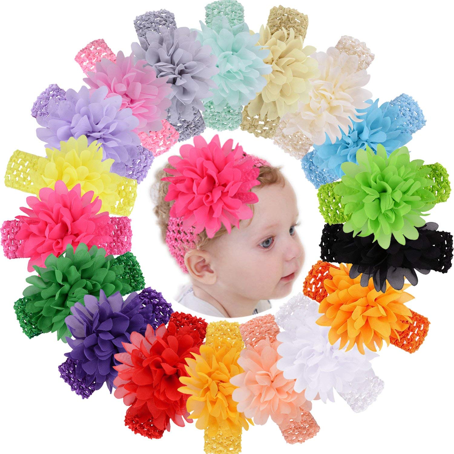 FAMEZA Fabric Baby Girls Head Bands - Multi-Colour (Packk Of 8)
