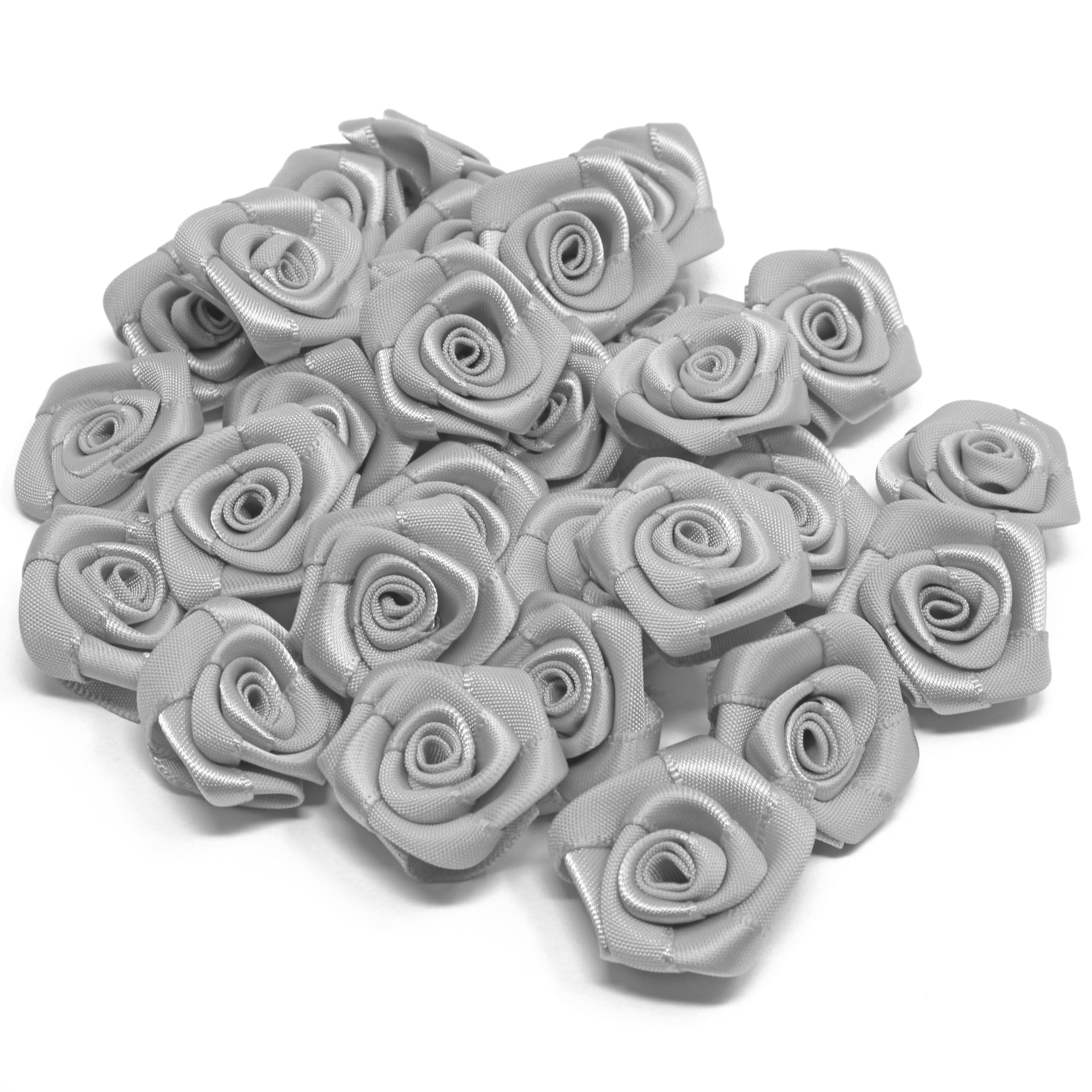Wedding Touches Grey 25Mm Satin Ribbon Rose Flowers Decorative Craft Flowers (10)