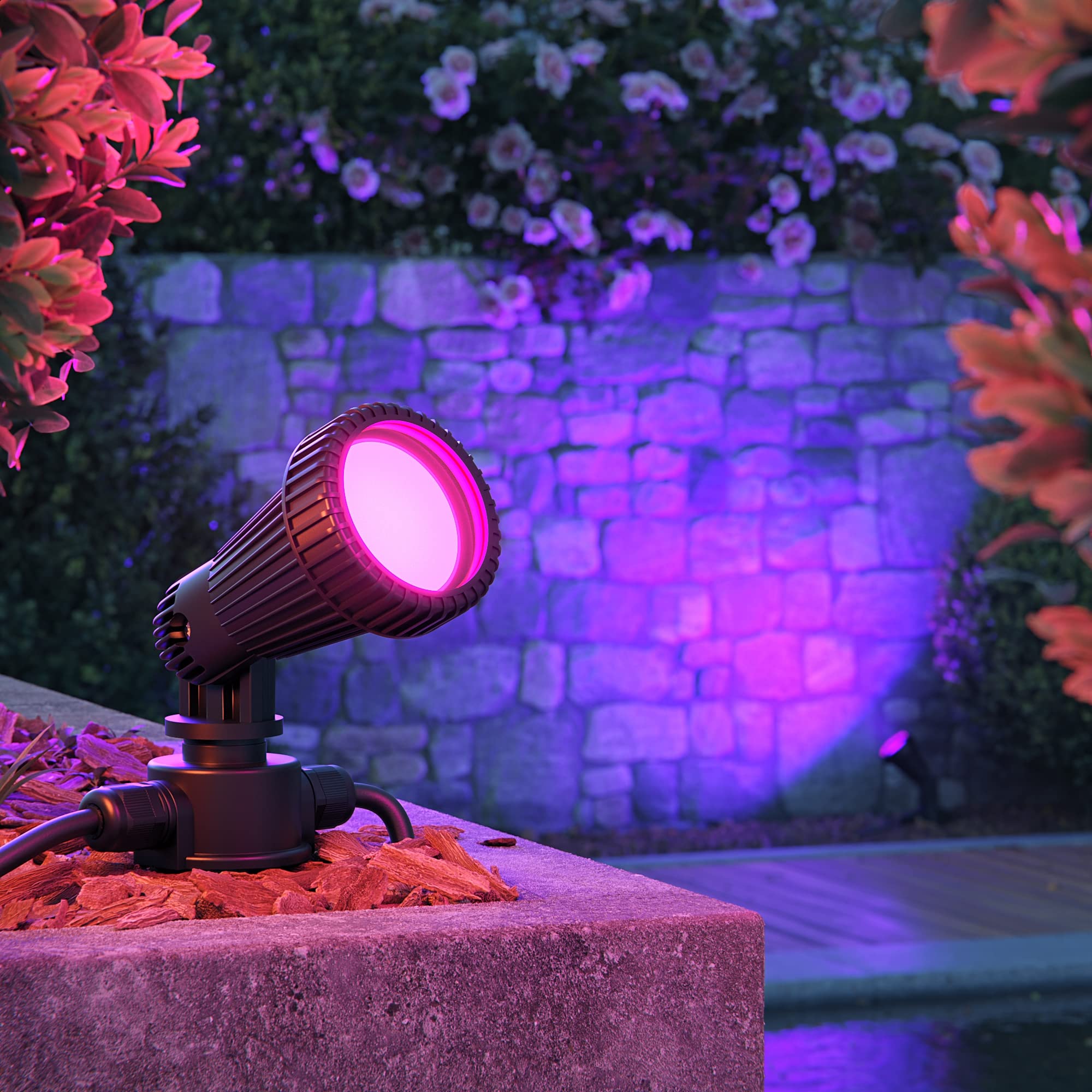 ledscom.de 10er Set Gartenstrahler mit Erdspieß PIRK, für außen, IP44, schwarz, Stecker, inkl. Smart Home RGBW GU10 LEDs je 473lm