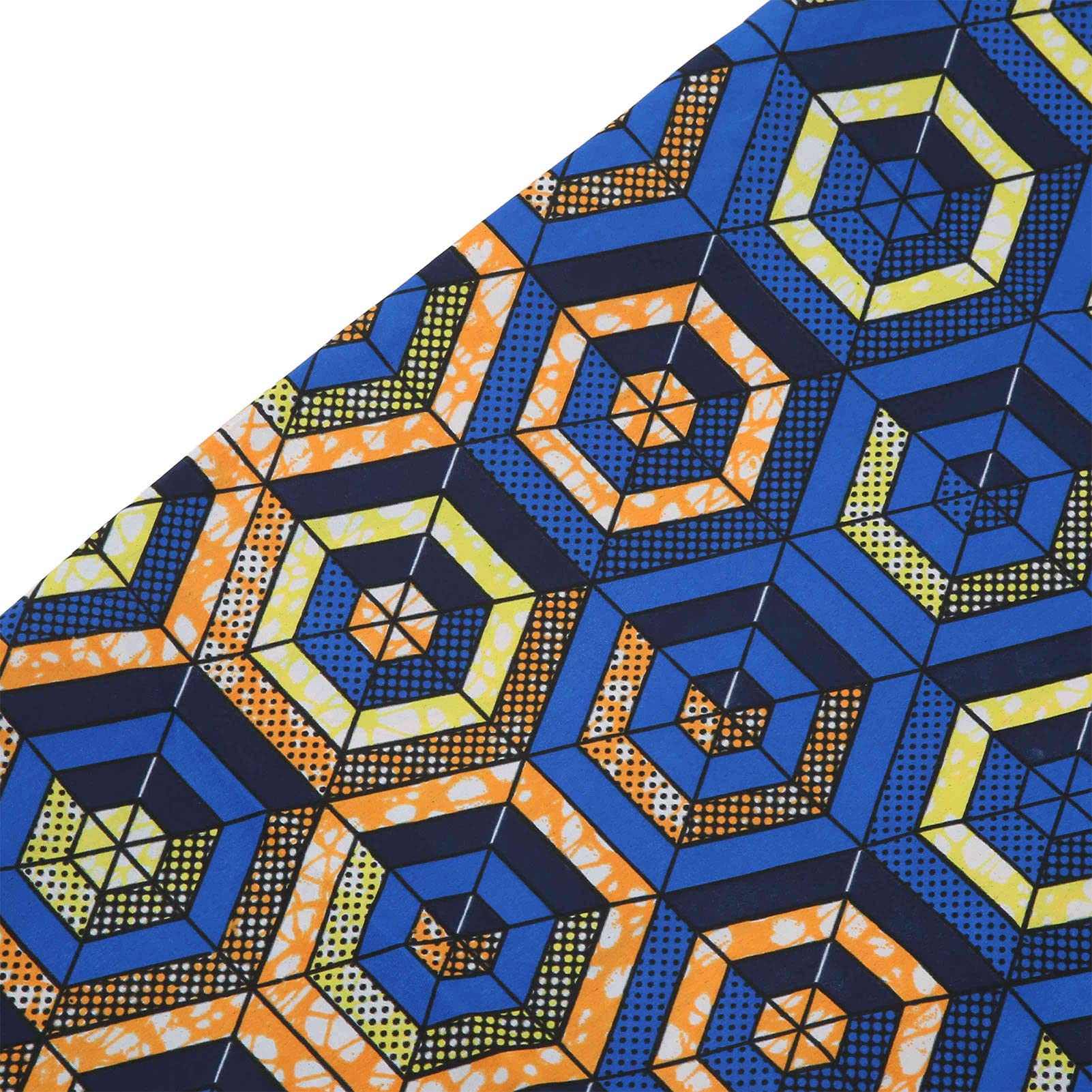 幾何学模様のアフリカンプリント生地 6ヤード