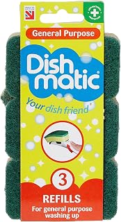 Dishmatic Green General-Purpose Washing-Up Sponge Refill Heads Pack of 3 x 9 – Kitchen Washing-Up Handle Refills