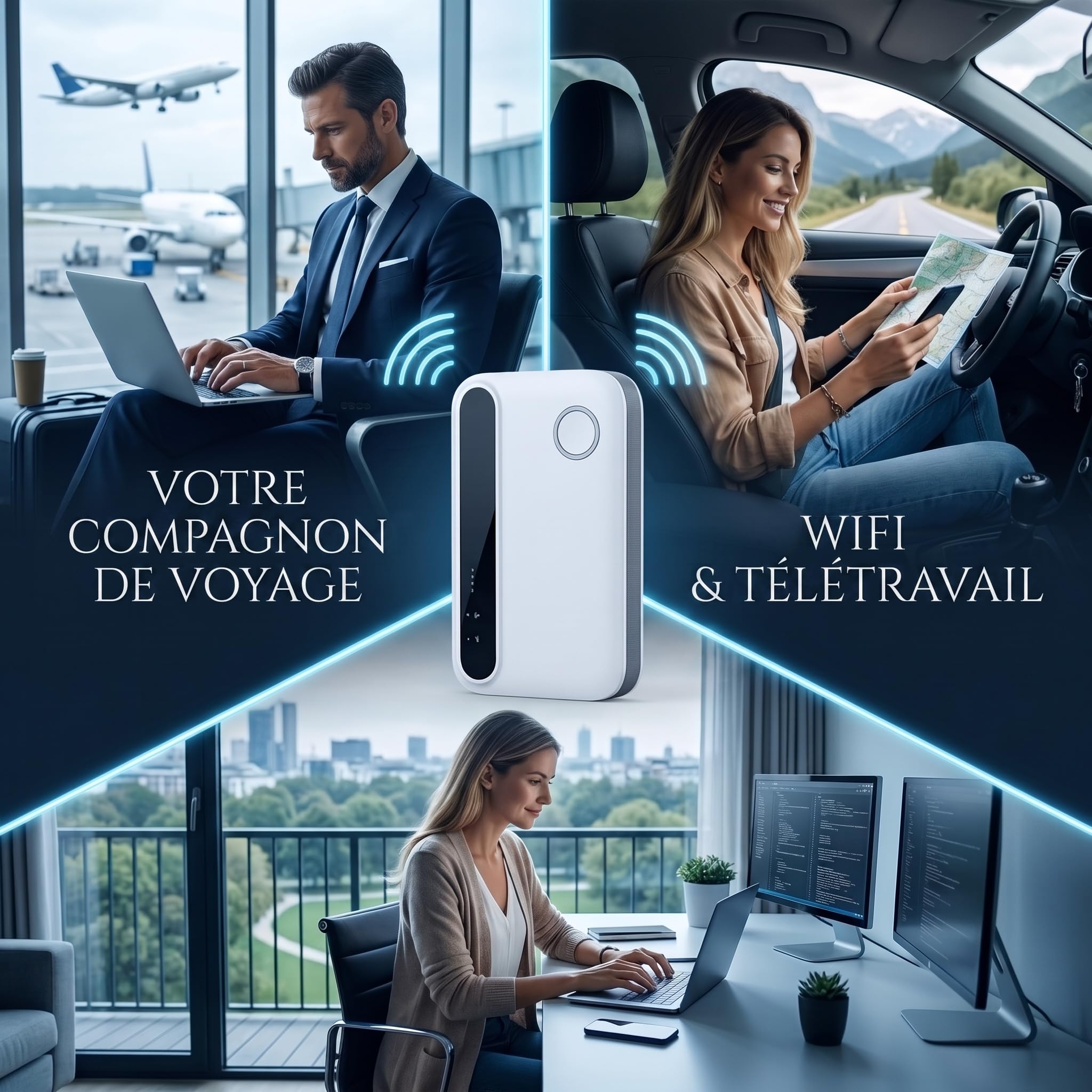 Routeur 5G Pocket WiFi débloqué sans abonnement, Modem 5G/4G Haut débit Compatible Carte SIM, Hotspot Mobile WiFi 6 Multi-appareils Jusqu’à 28 connexions pour Voyage et télétravail
