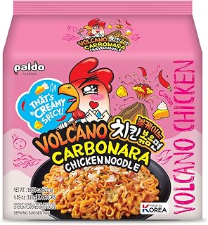 PALDO FUN & YUM Volcano Carbonara Creamy Spicy Chicken Noodle, 4.59 Ounce (Pack of 8)