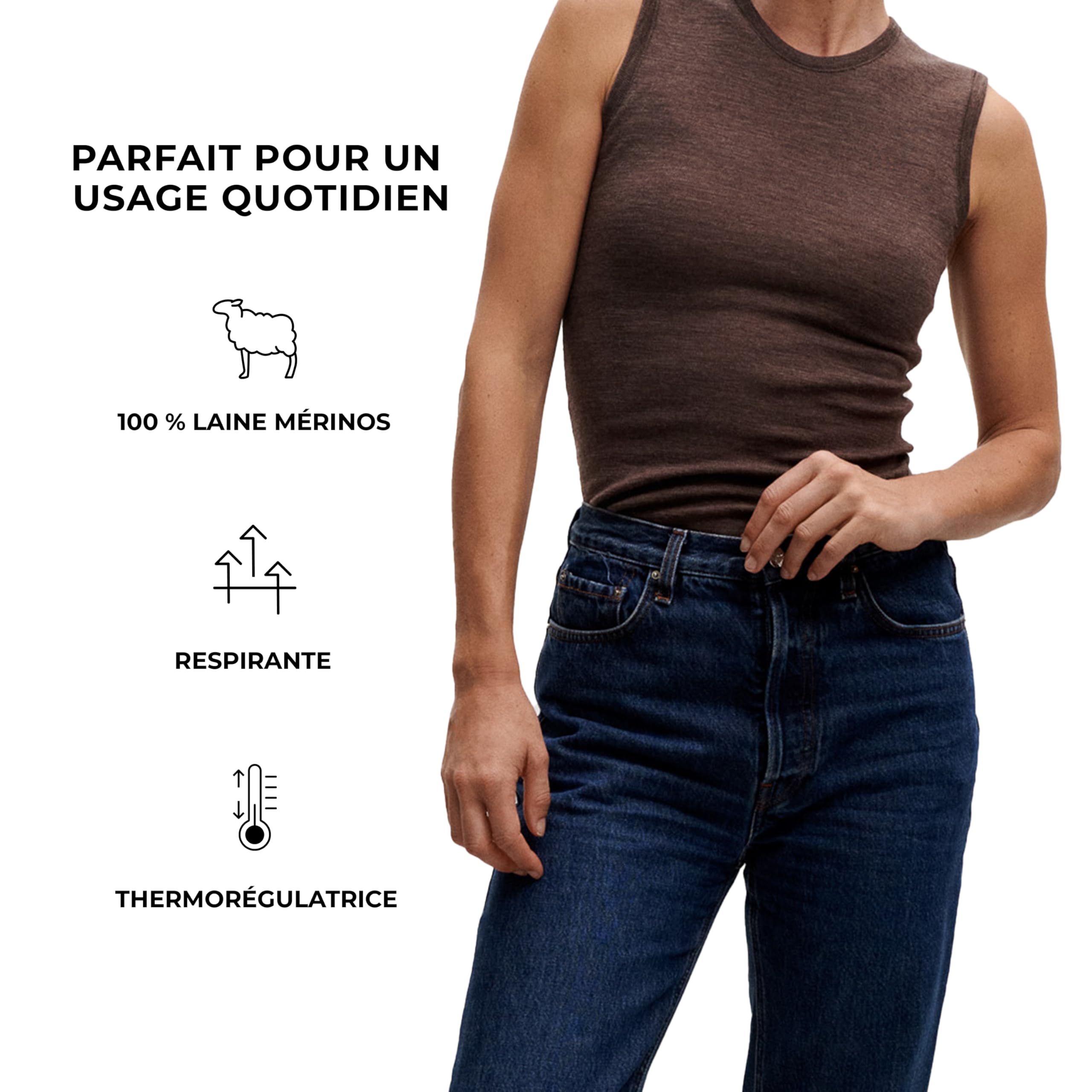 DILLING Débardeur en Laine mérinos pour Femme