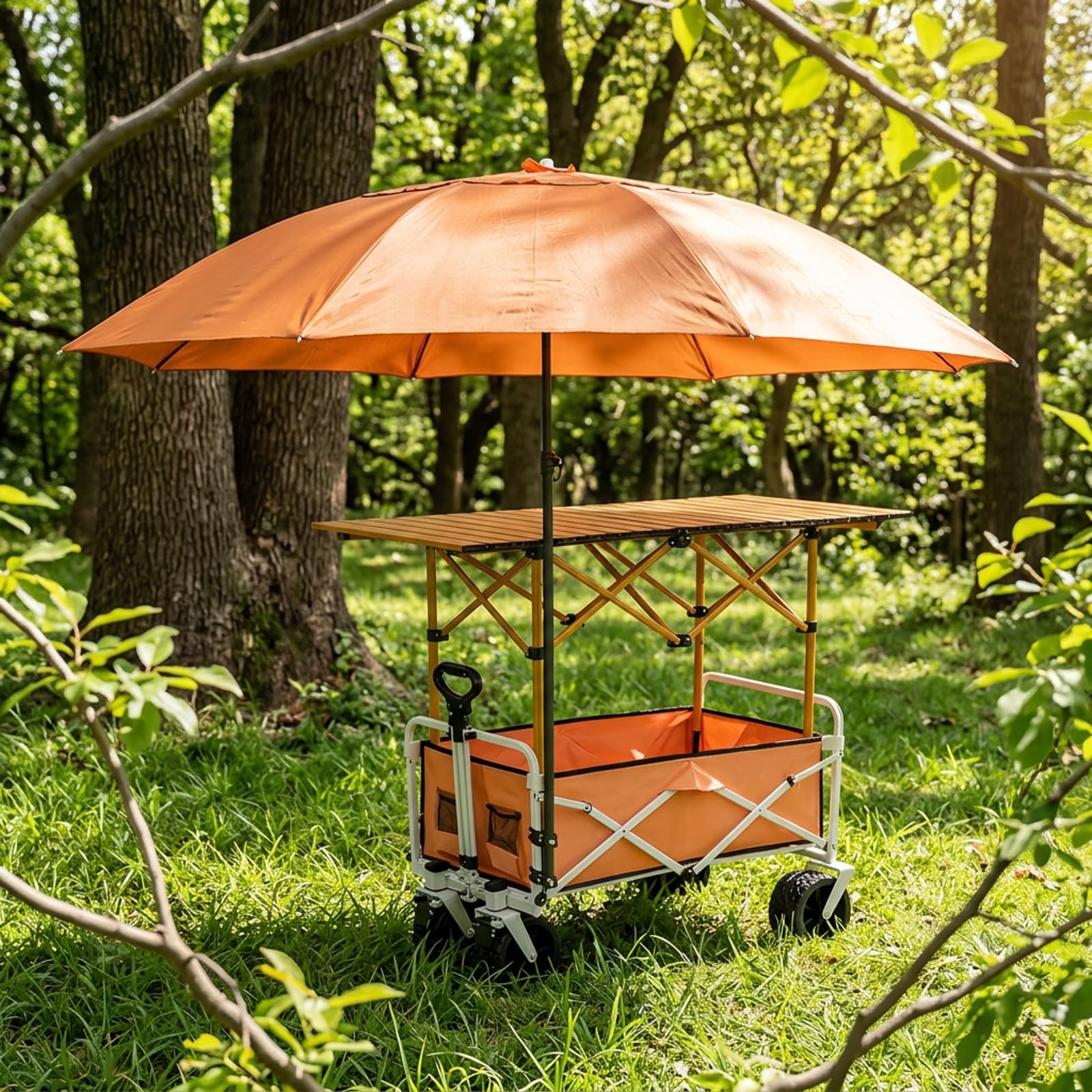 Carrello Del Venditore Di Cibo,Carretti Dei Venditori Ambulanti, | Stand Mobile Professionale,pieghevole,ruote 360° con freno,Per Bancarelle Per Aziende, Bancarelle(Orange,94cm/37in)