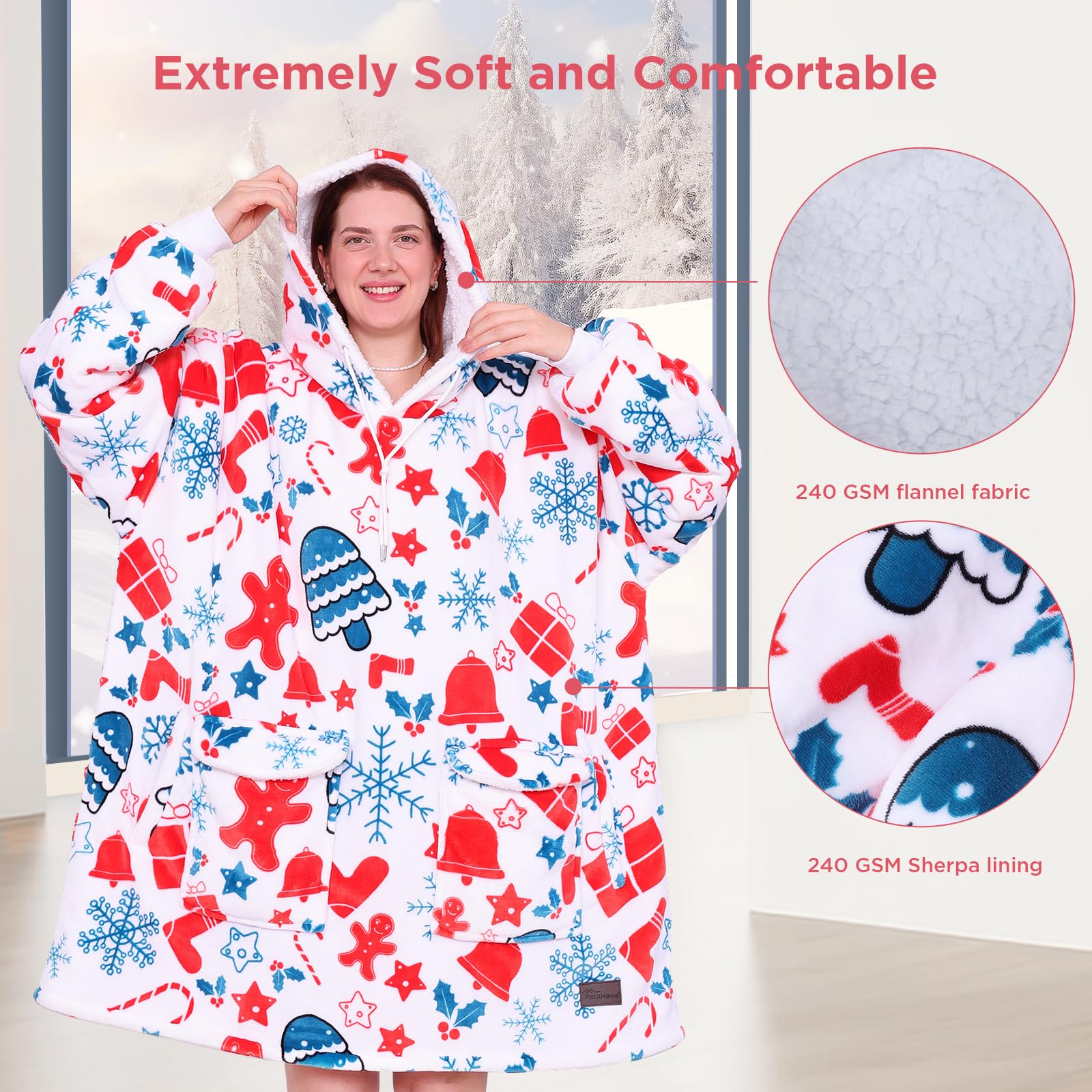 PanxHome Coperta con Maniche, 480GSM Coperta Indossabile, Taglia Unica XI-5XL, Plaid con Maniche Donna Uomo, Plaid Divano, Coperta TV