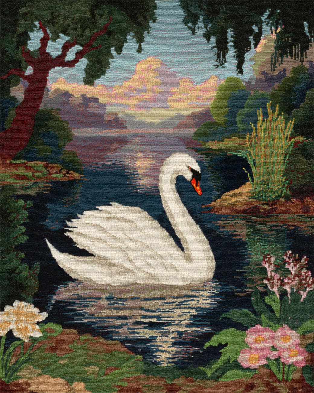 Animale Tappeto Annodato Da Realizzare Cigno Selvatico Kit Tappeto Fai Da Te Con Tappetino In Tela Stampata，Filato Per Uncinetto，Ricamo，Uncinetto，Arazzo Per La Decorazione Della Casa 35x46in