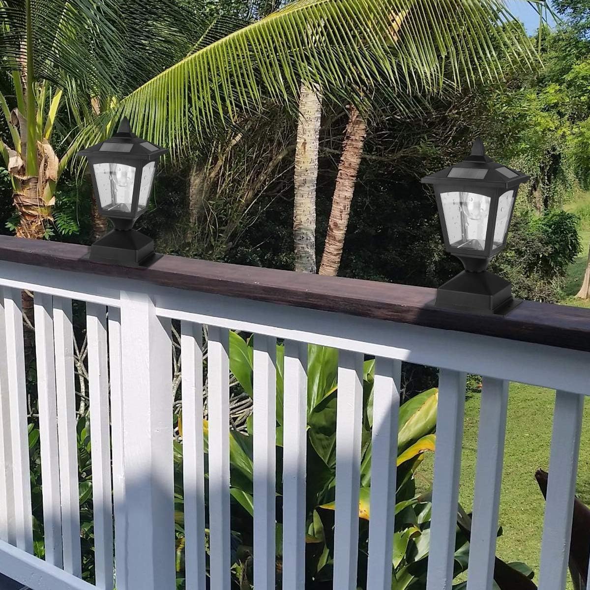 Chason Solar Post Lights Outdoor,Post Lantern with Mount Base,Waterproof Post Cap Light for Fence Deck, Garden,Landscape, 4×4 or 6×6 Posts (Pack of 2)