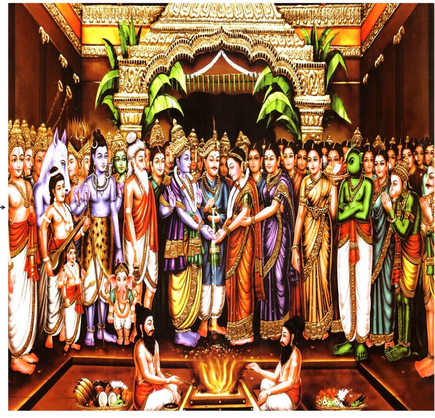 ZEONELY MART Srinivasa Kalyanam Backdrop Cloth Traditional Pooja Backdrop Cloth 8x8 feet (Balaji kalyanam 8x8 feet) (Knit Fabric)