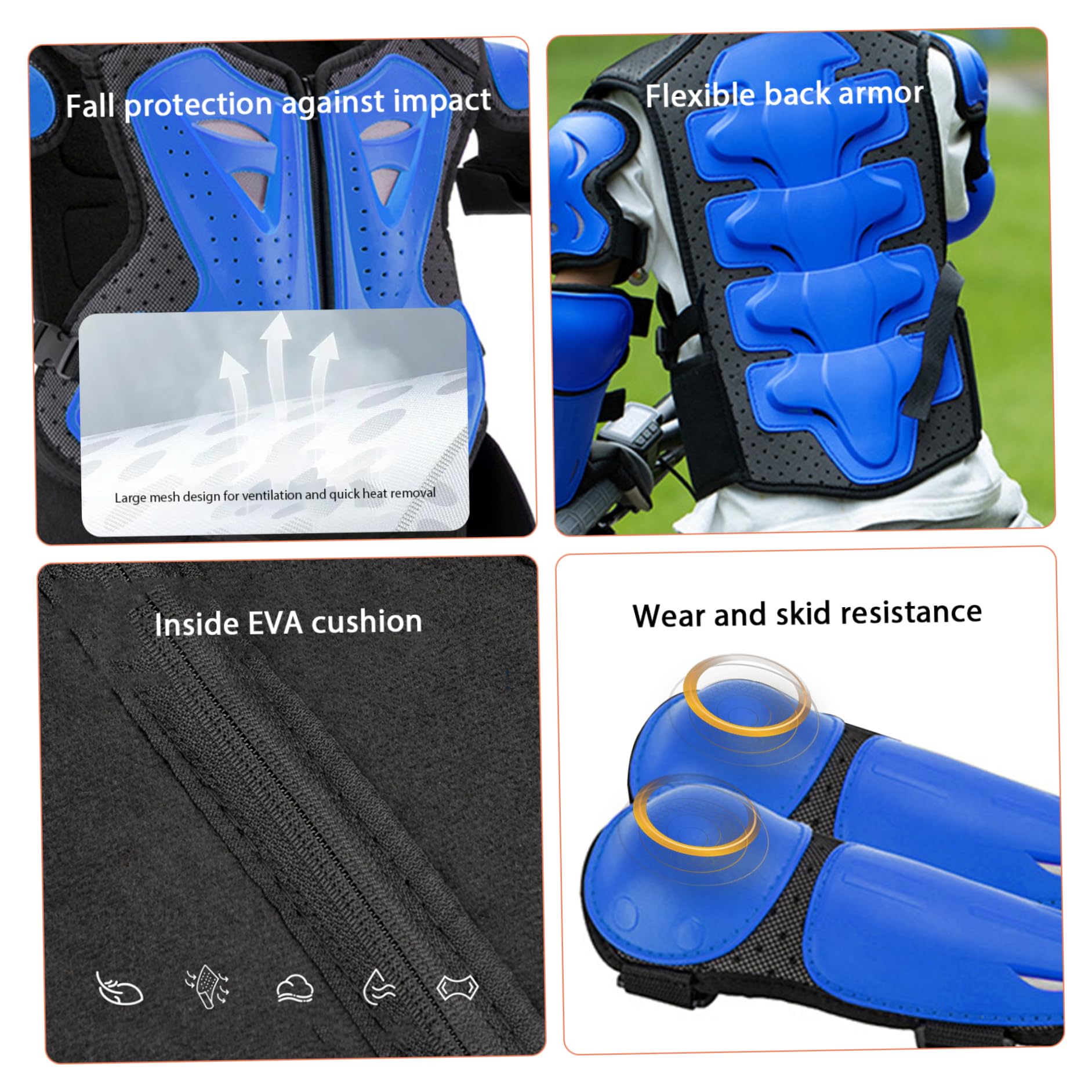 Set di attrezzi da per bambini, equipaggiamento protettivo per armature regolabili antiurto traspirante per Dirtbike, bicicletta, skateboard, motocross, ciclismo