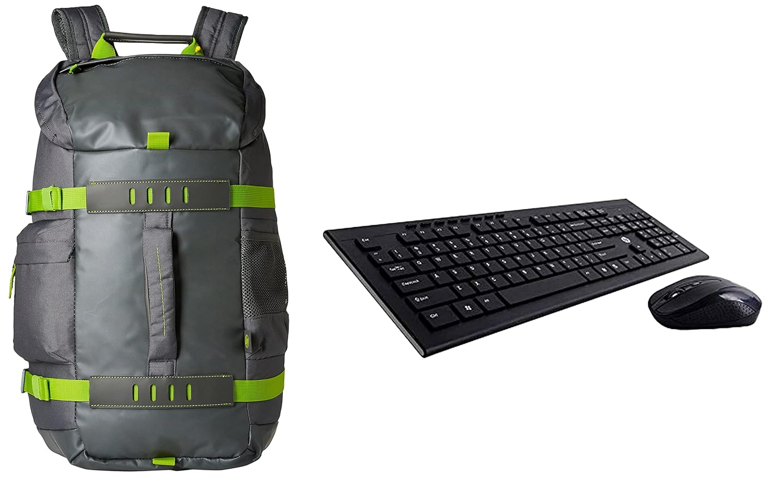 HP Odyssey Backpack for 15.6inch Laptop (Grey/Green) & USB Wireless