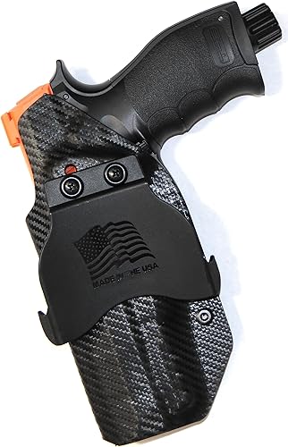 Miniatura 2 de REVKEL Custom OWB Paddle Kydex Holster CCW para pistola de bolas de pimienta UMAREX T4E PDP50. Dibujo negro a la derecha. Hecho a mano en Texas, EE.