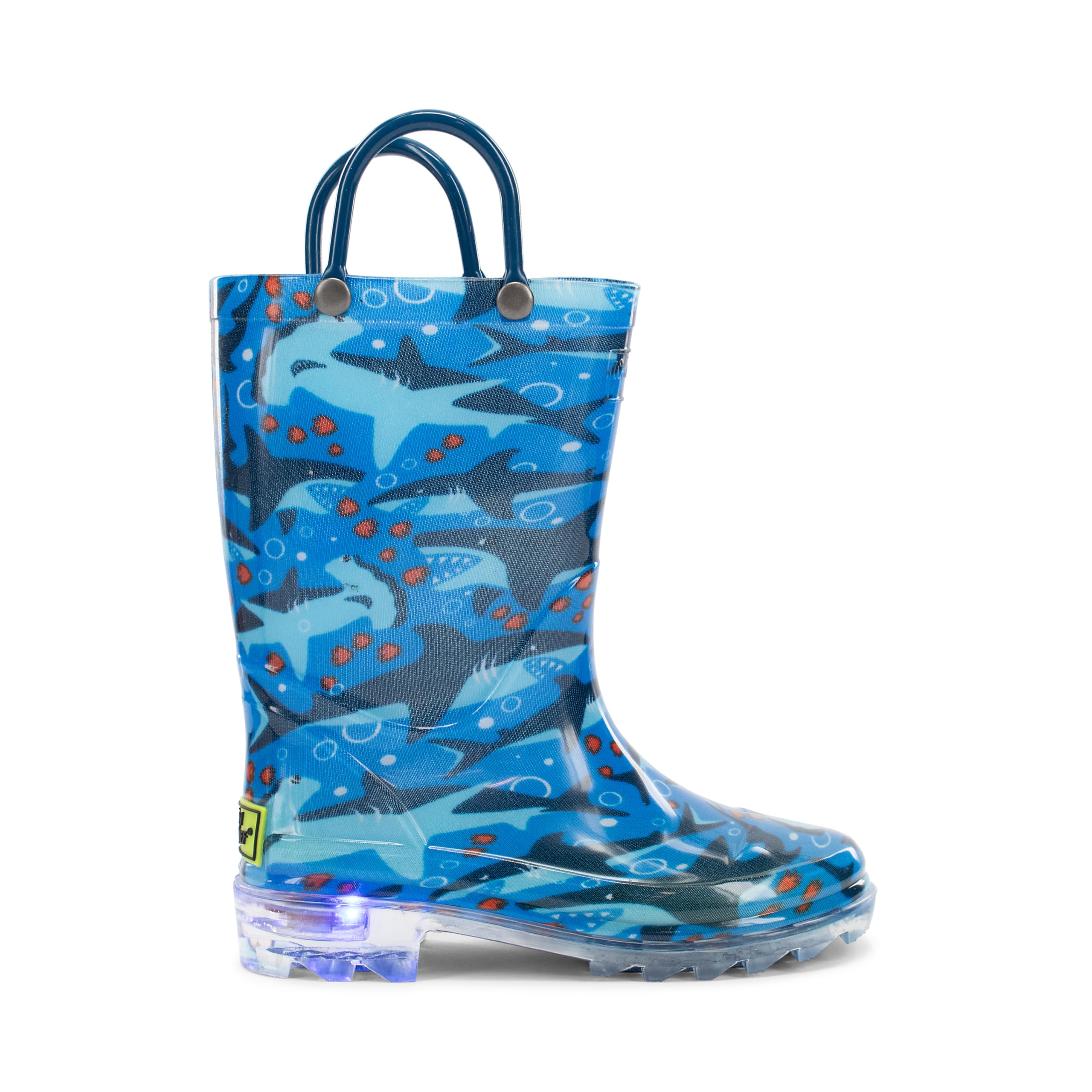 Western Chief Kids Waterproof Light Up Rain Boots With Handles for Easy On and Off for Boys and Girls